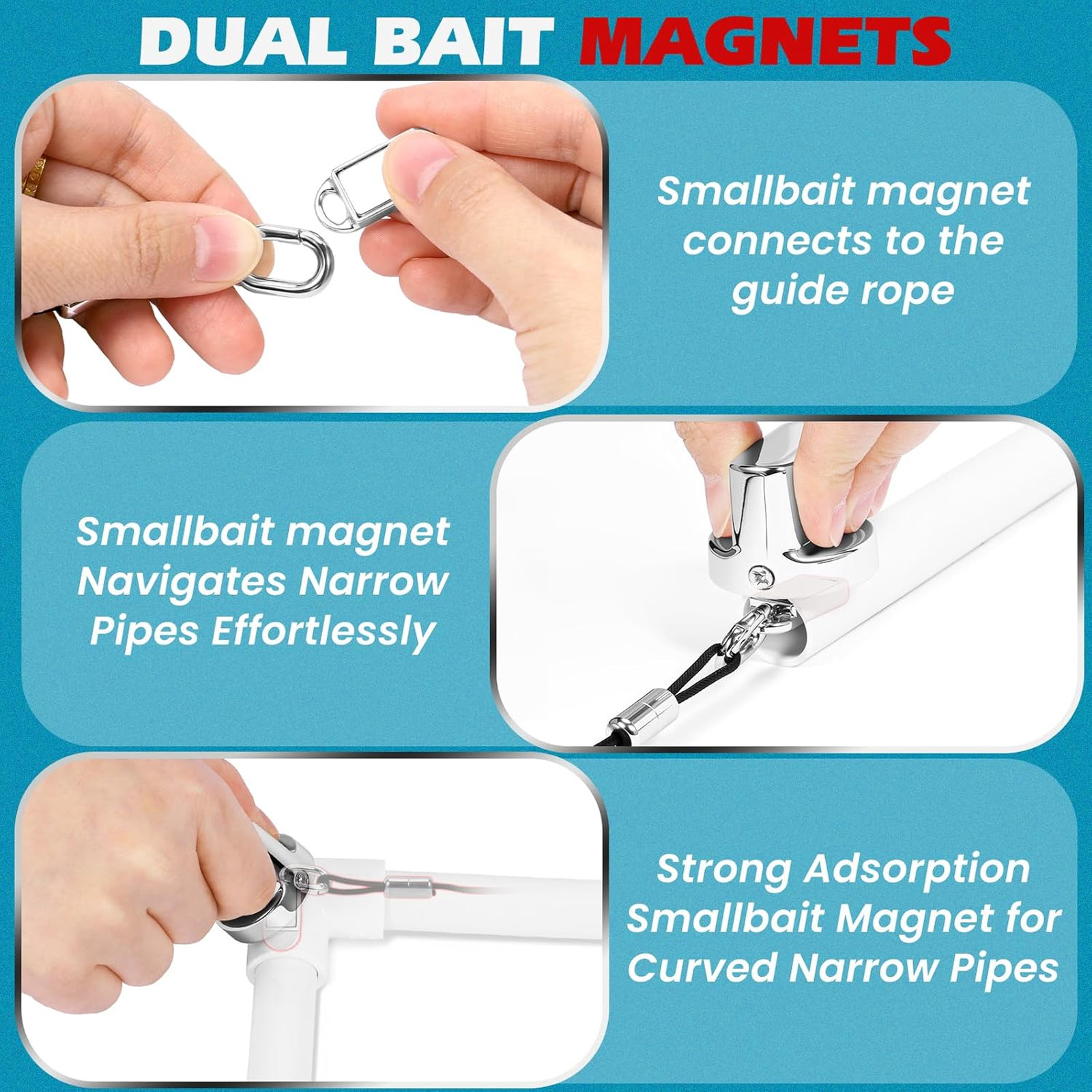 Magnet Wire Pulling System Kit, Rare Earth Magnets, 6M Nylon Rope, 50kg Pull