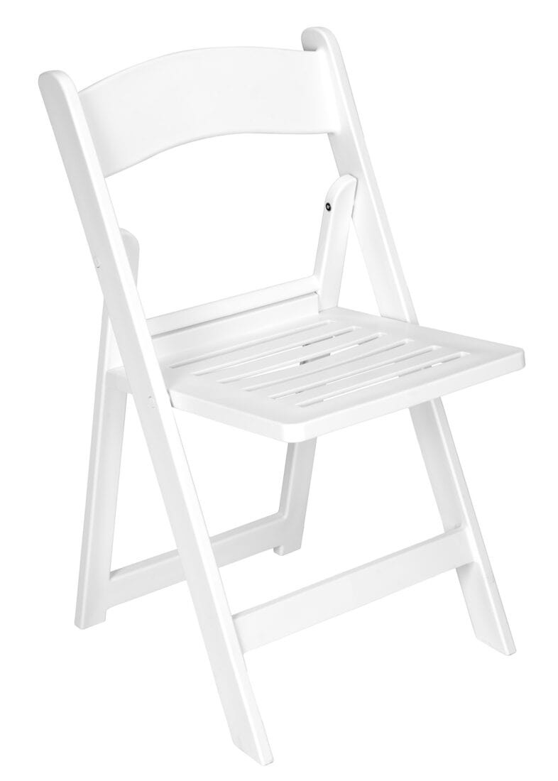 White Resin Folding Chair with Slatted & Padded Seat - 2N1 by Chivari