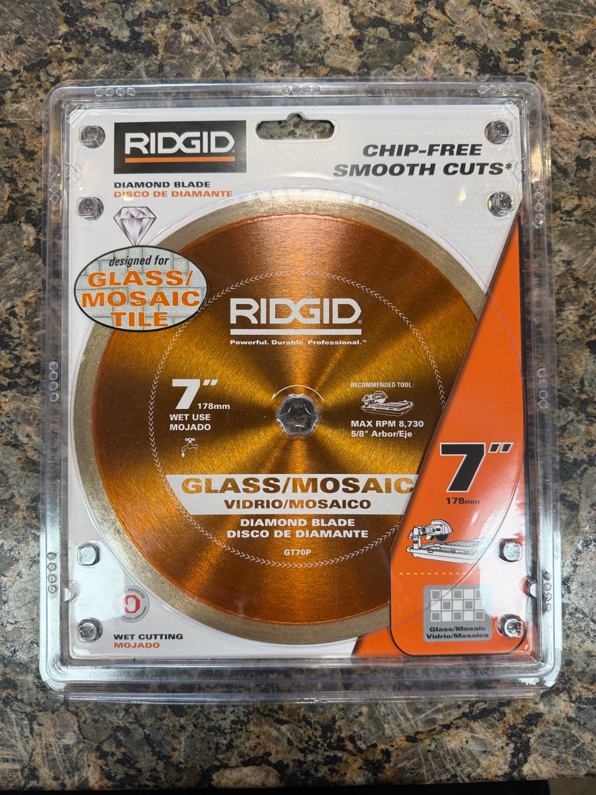New RIDGID 7 inch Diamond Water Saw Blade for Glass or Mosaic Tile GT70P NIP