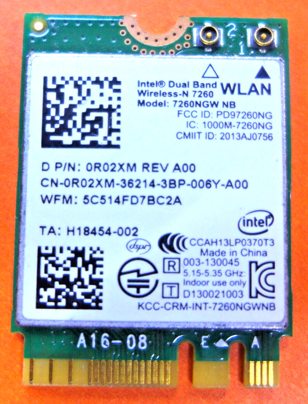 Intel Wireless-N 7260 WLAN Dual-Band Wireless Card 7260NGW NB A00 R02XM