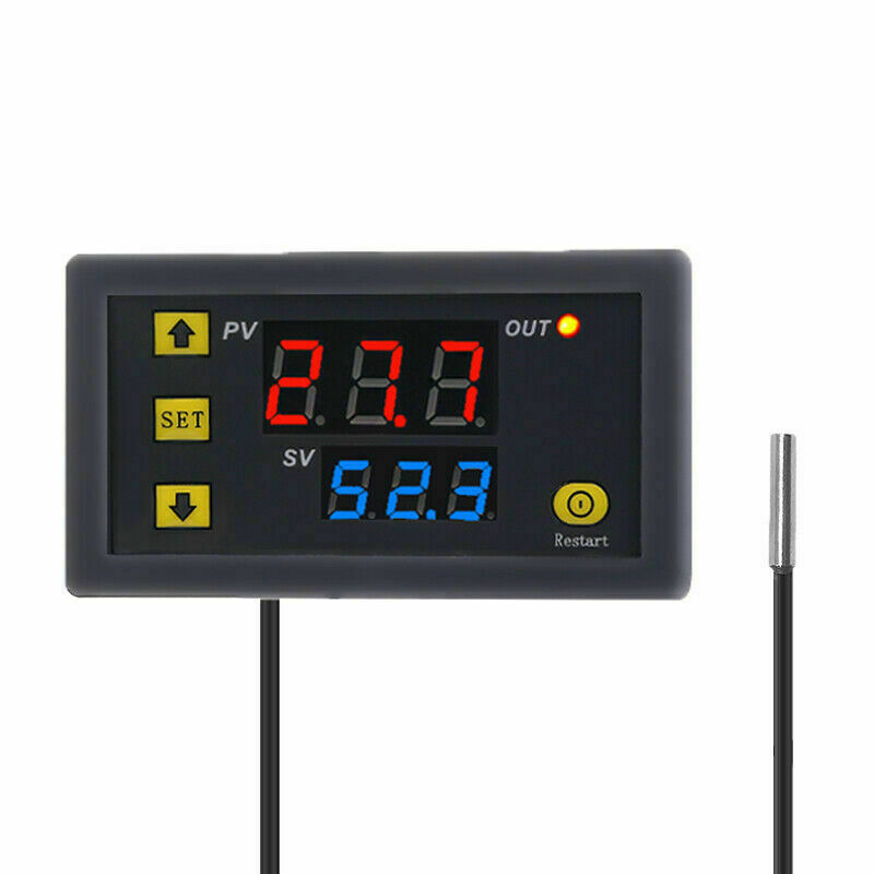 High Precision Digital Temperature Thermostat Controller Red Blue W3230 AC DC