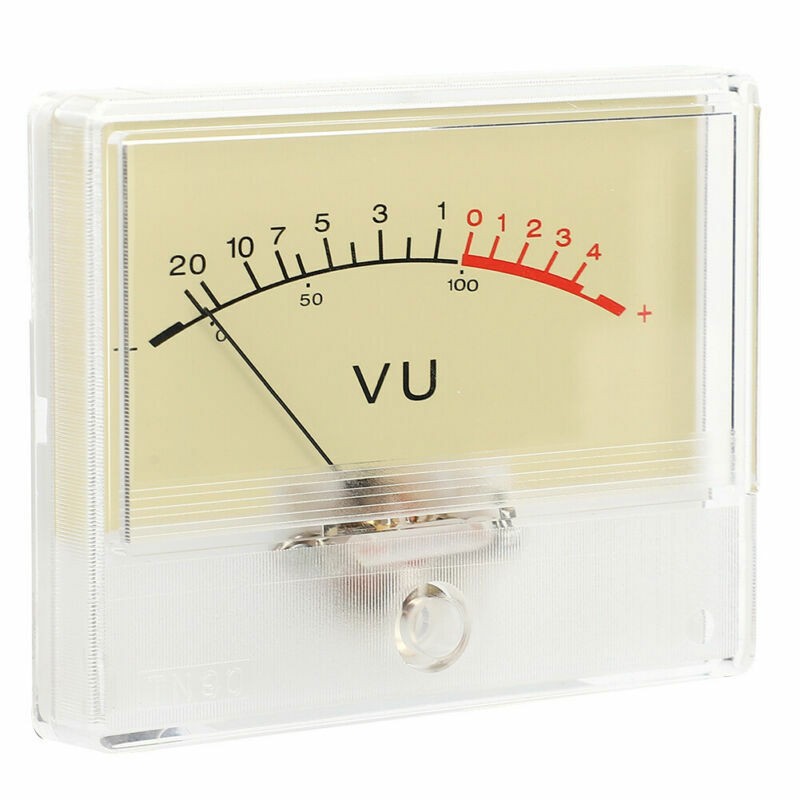 VU Meter Header with Light Bulb Audio Device Panel Amplifier Level Indicator