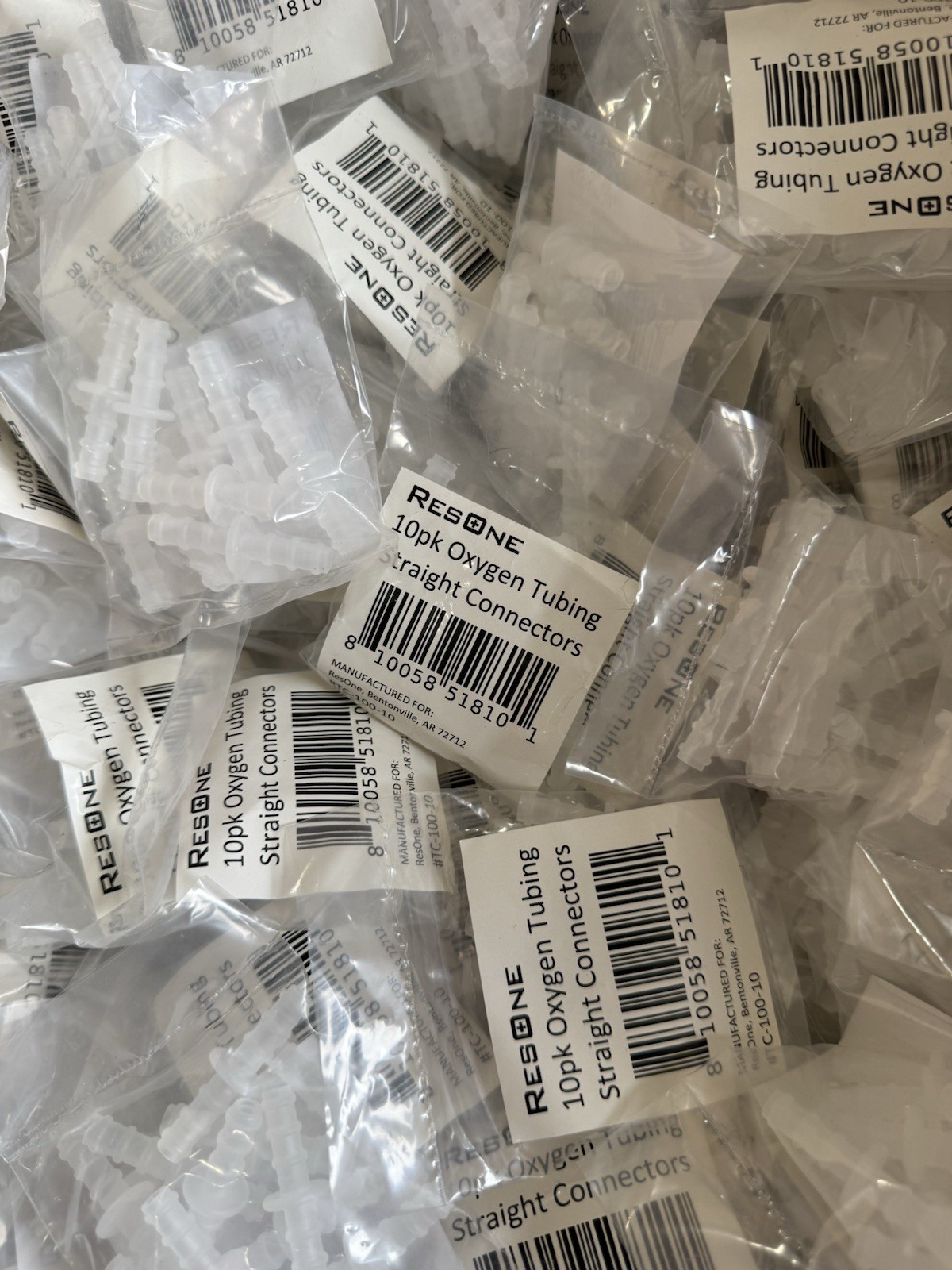 100 Pcs Transparent Oxygen Tubing Straight Connectors Male Barb Coupling
