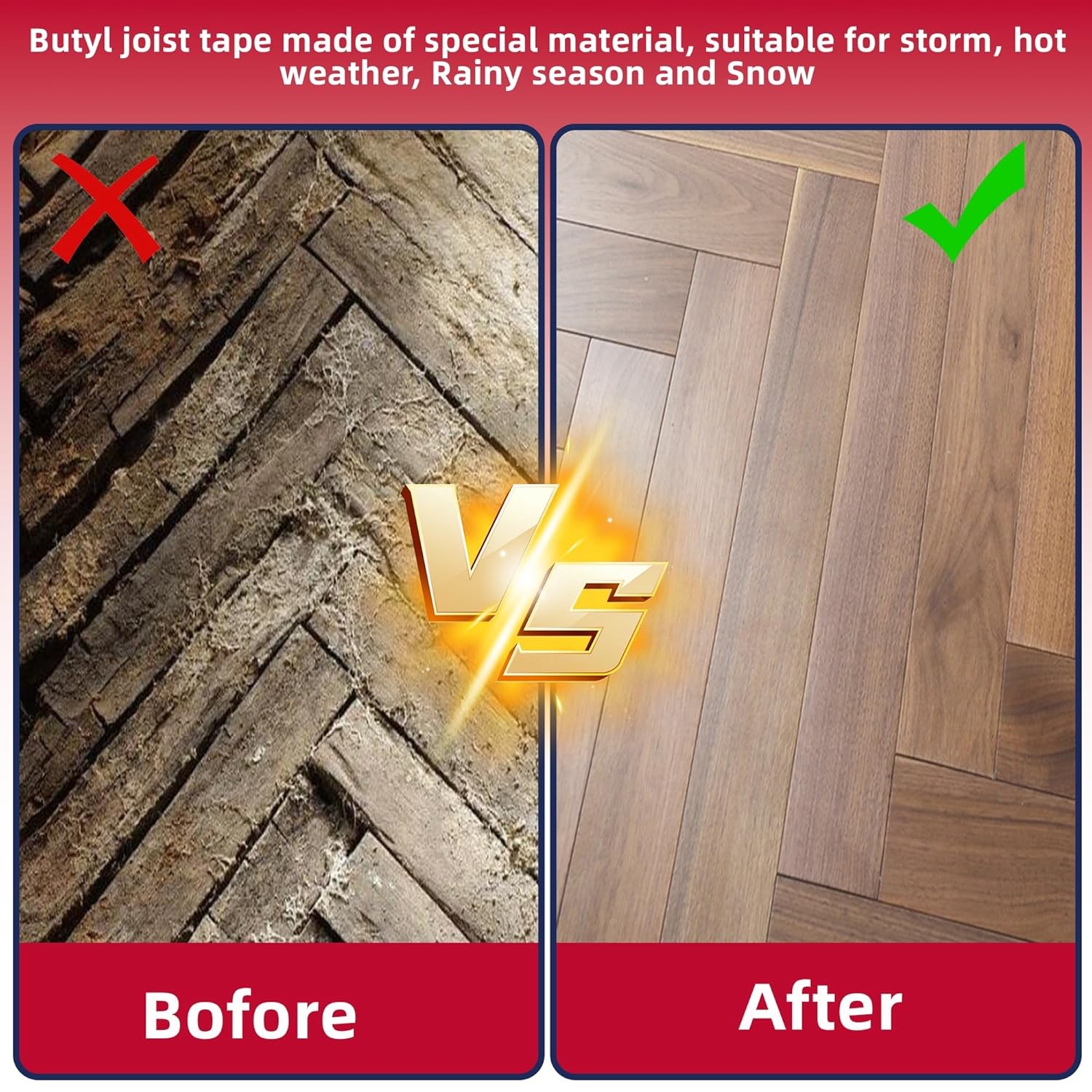 Joist Tape for Decking 1-5/8" x 50', 6 Rolls Weather-Resistant Deck Joist Tape