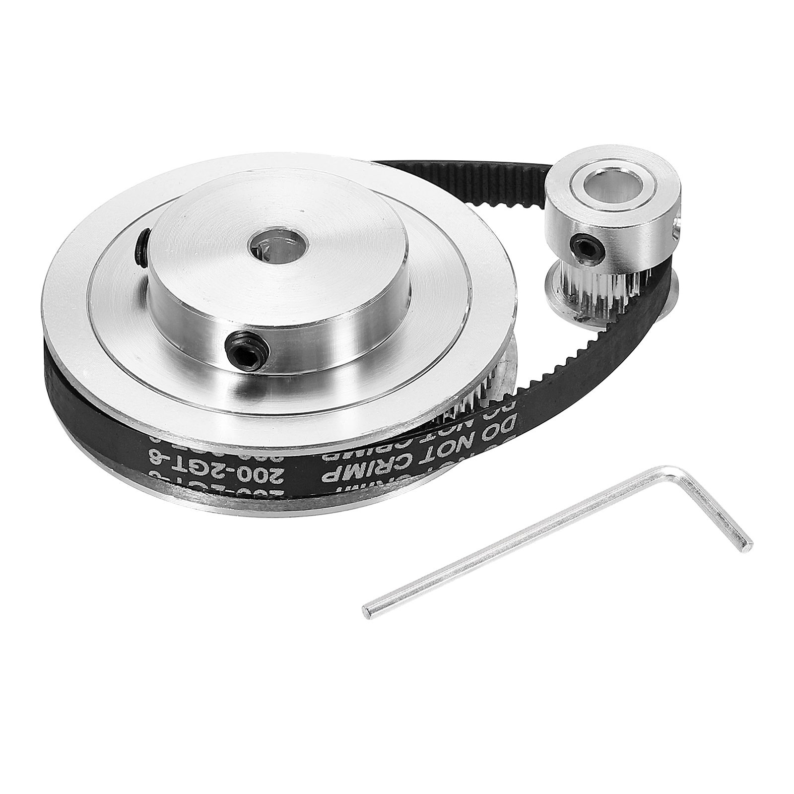 Timing Pulley 20&80 Teeth 6.35mm Bore Synchronous Wheel with Belt/Wrench, 1 Set