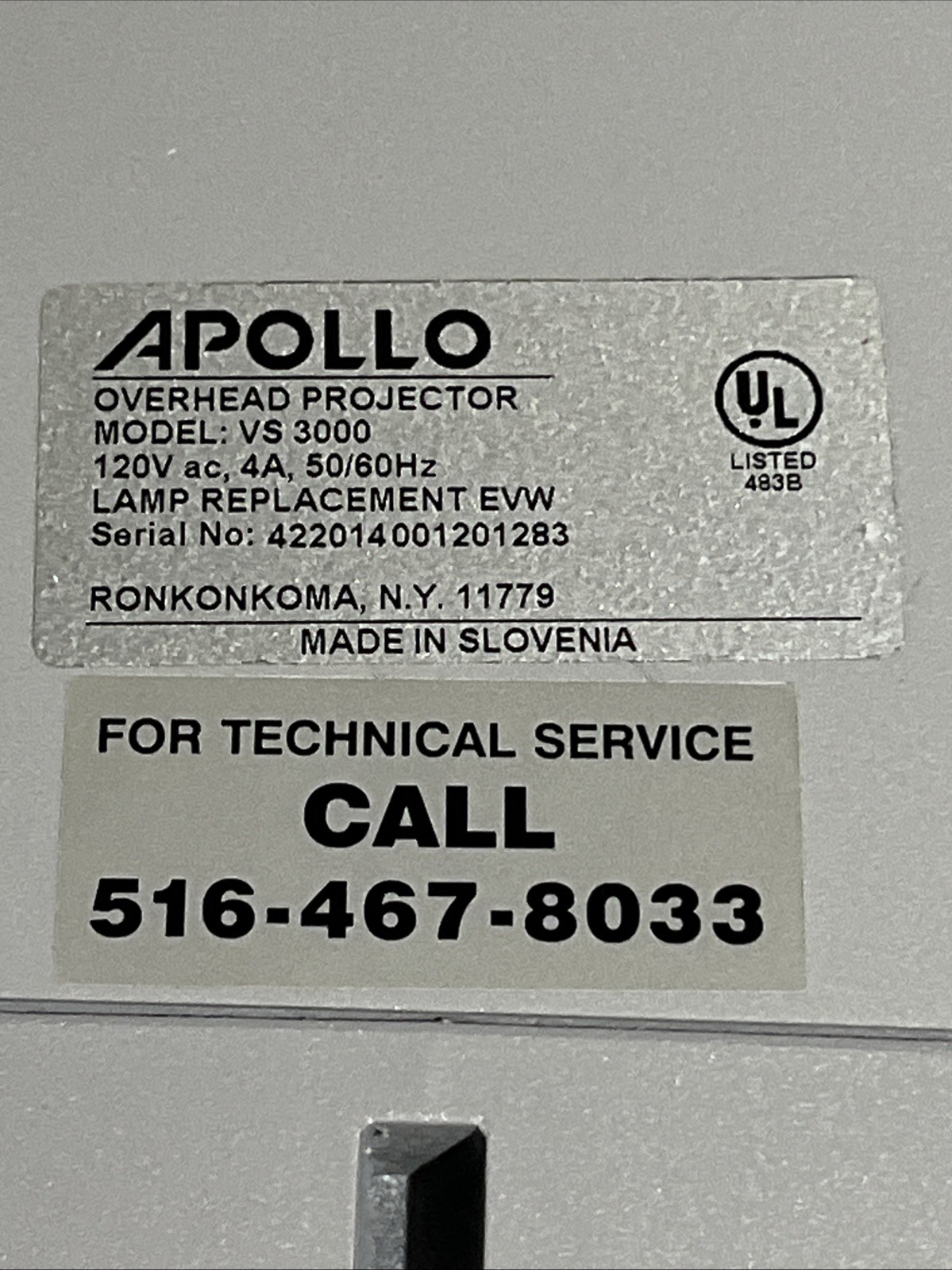 Apollo COBRA VS-3000 OVERHEAD PROJECTOR with Case & Instructions COMPLETE/WORKS