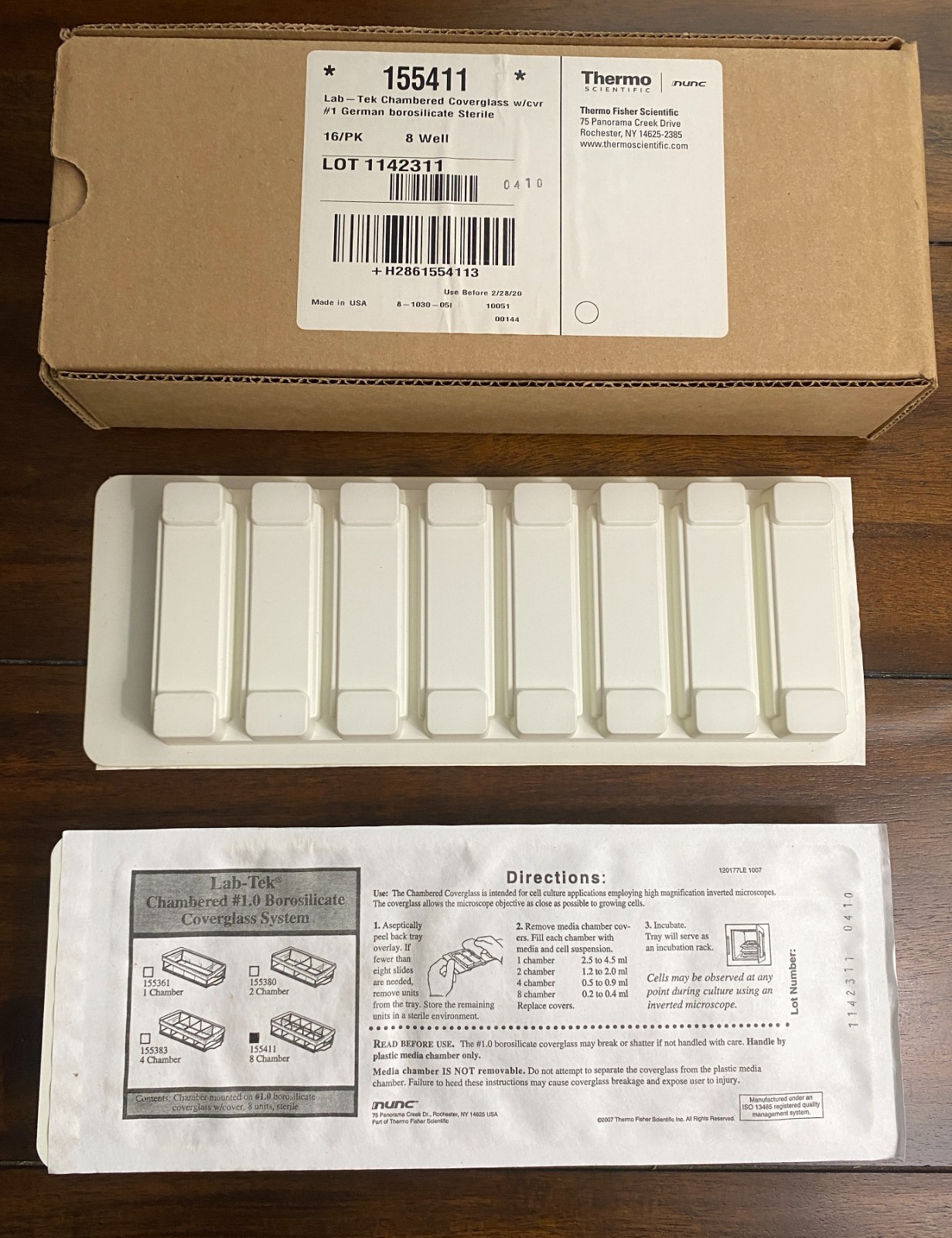 Thermo Nunc Lab-Tek 155411 8-Well Chambered Coverglass  16/PK Exp 2/2020