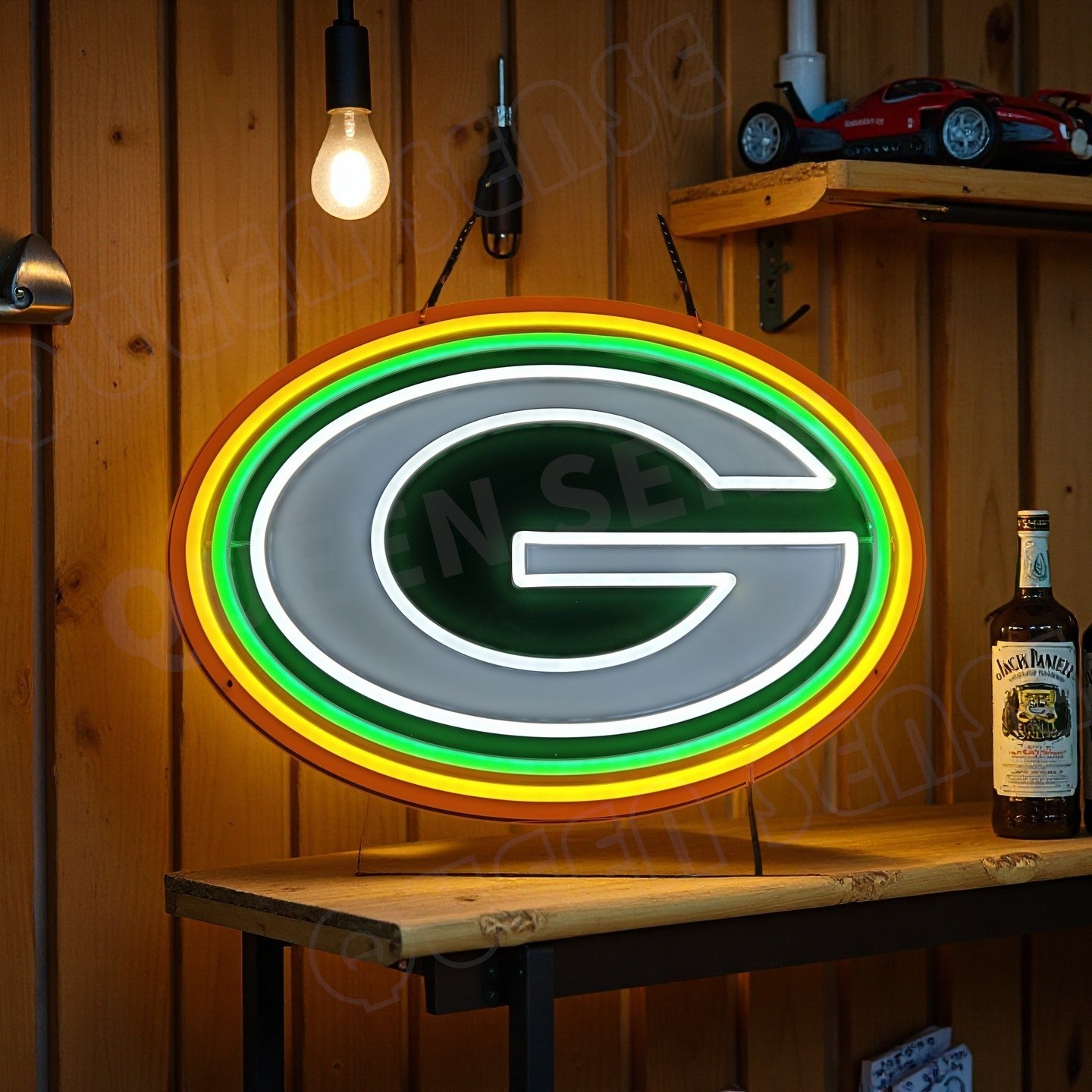 16"x11" Green Bay Packers Logo LED Neon Sign With Dimmer USB Powered Light