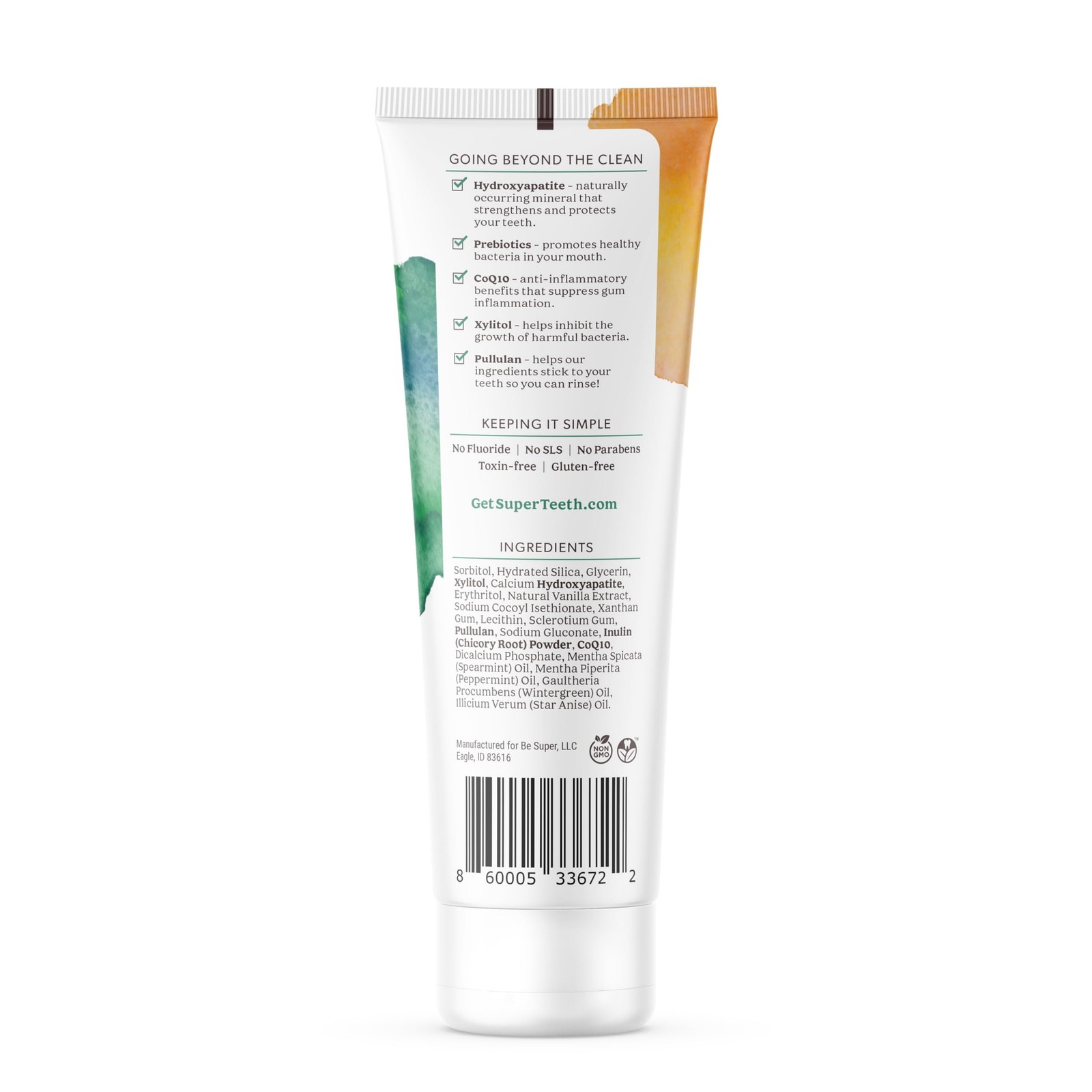 SuperTeeth Hydroxyapatite Toothpaste, Fluoride-Free with Prebiotics & Xylitol, R