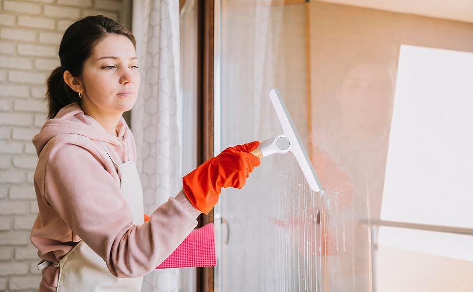 Window Squeegee for Glass Doors，All-Purpose 9.7” Window Cleaning Squeegee,