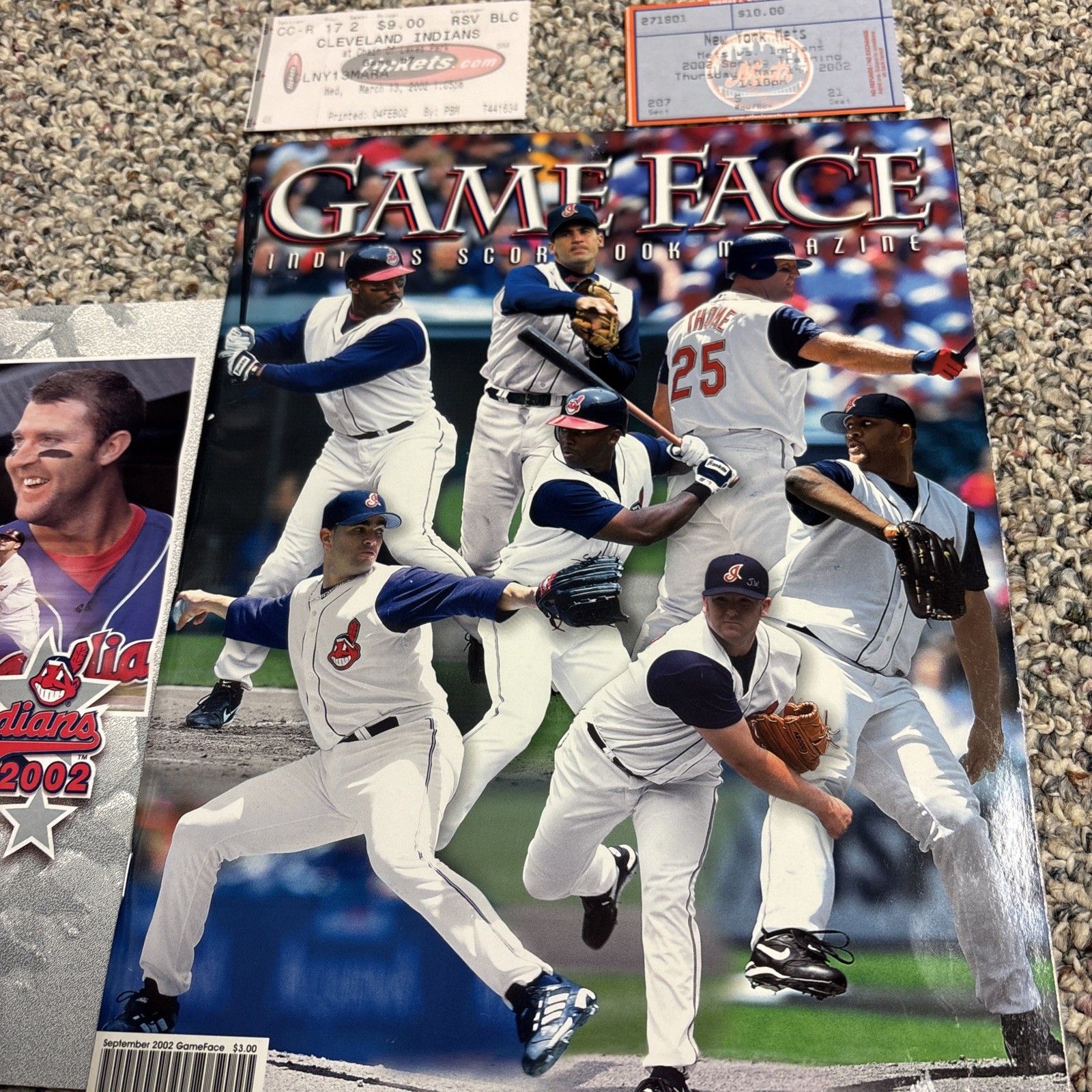cleveland indians Game Face Program 2002 With Brochure & Tickets, Thome, CC