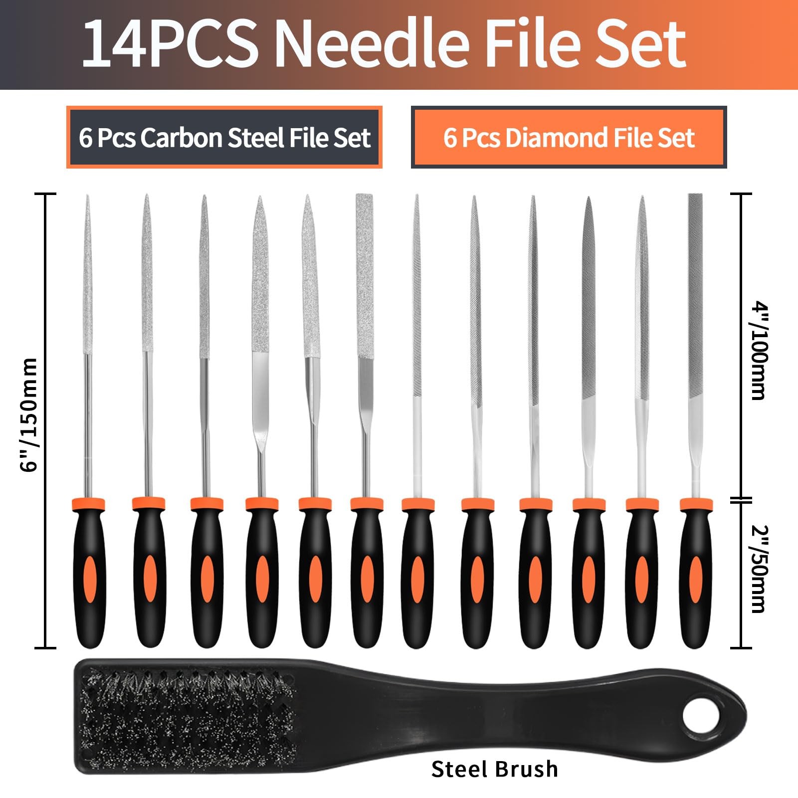 KUZURYU 14PCS Needle File Set - Small Diamond Files with 6 Jewelers Files 6 ...
