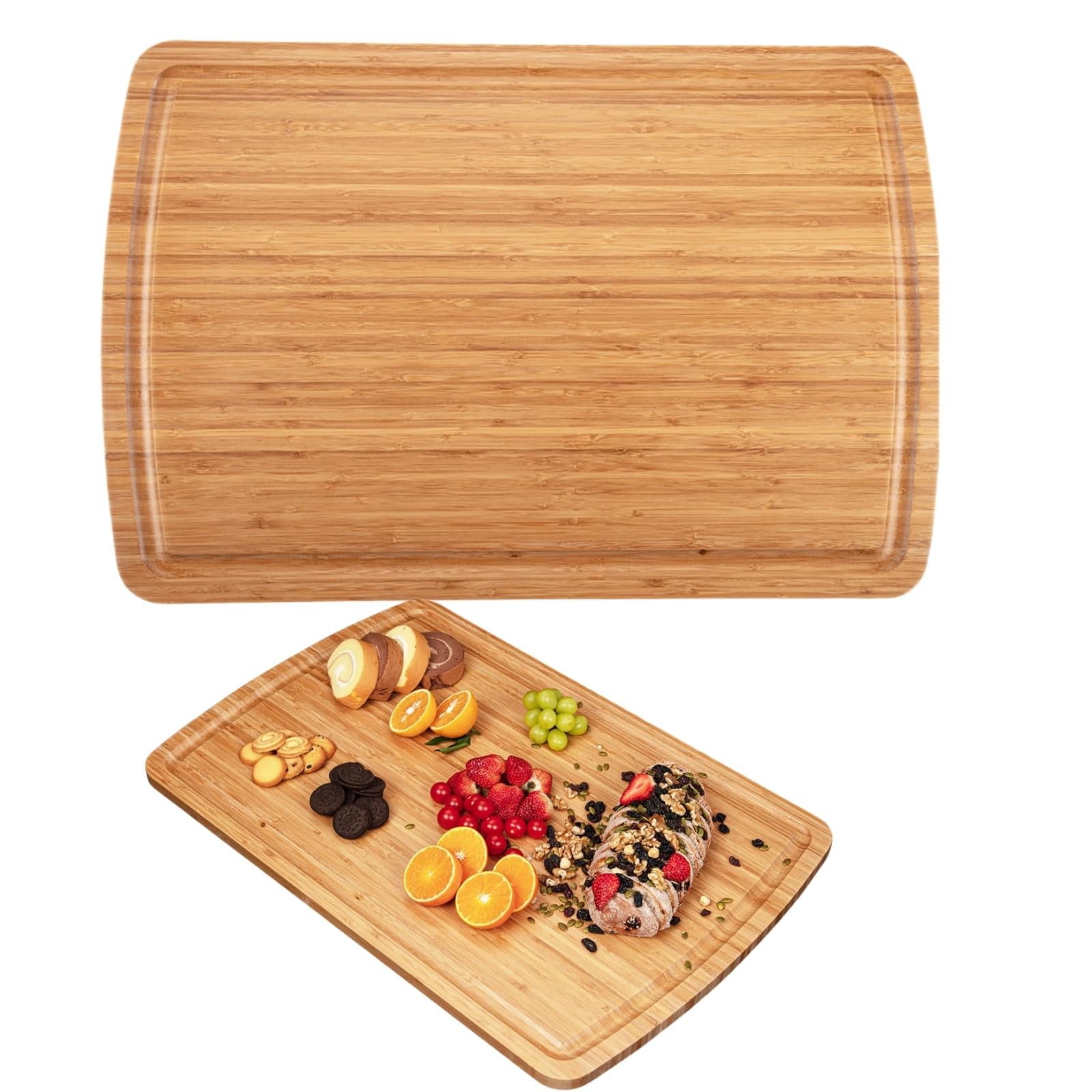Home Chef Bamboo Cutting Board 30x20 Inch Butcher Block Carving