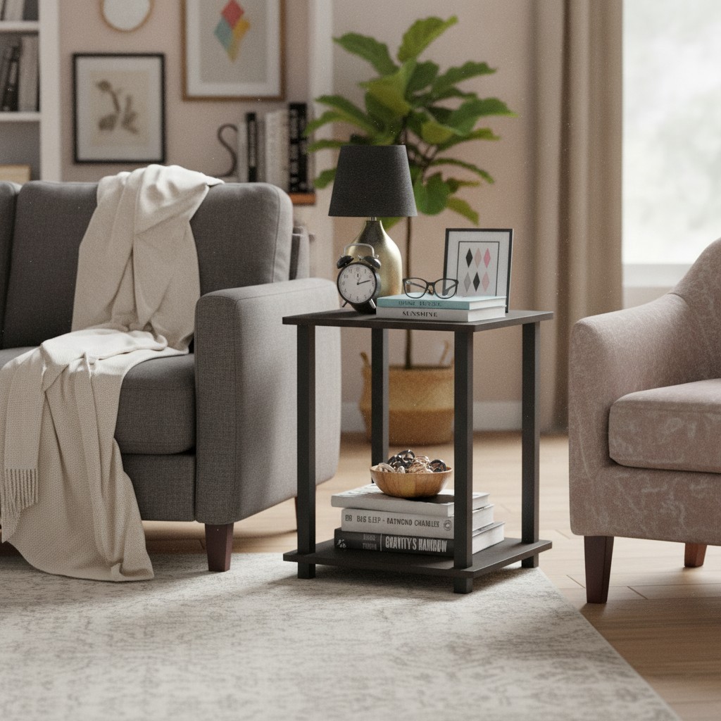 Stylish Espresso Nightstand Set of 2 - Compact & Durable with Rounded Corners