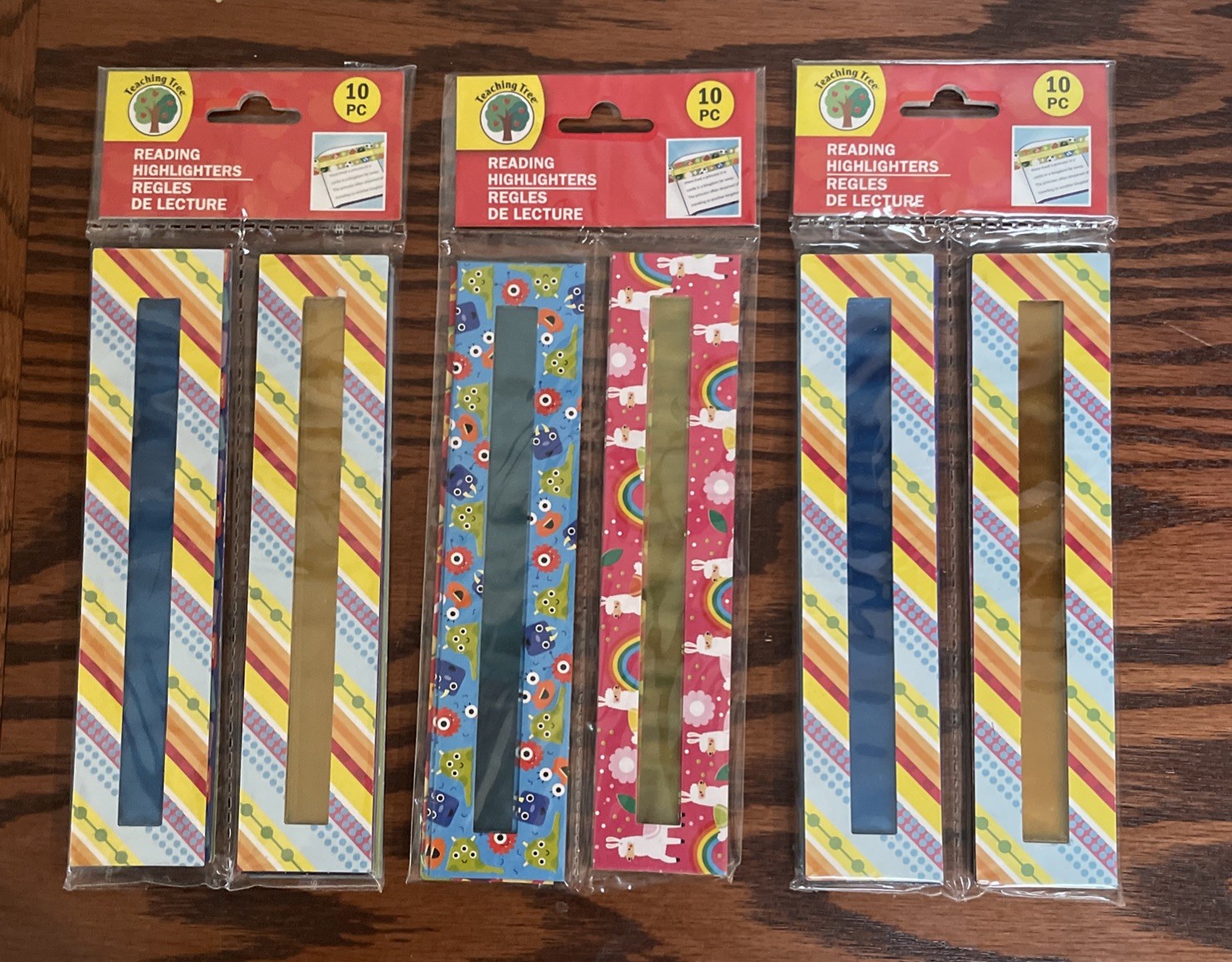 Reading Guide Highlighter Strips - Ass't Designs - 30 Pieces Total NEW