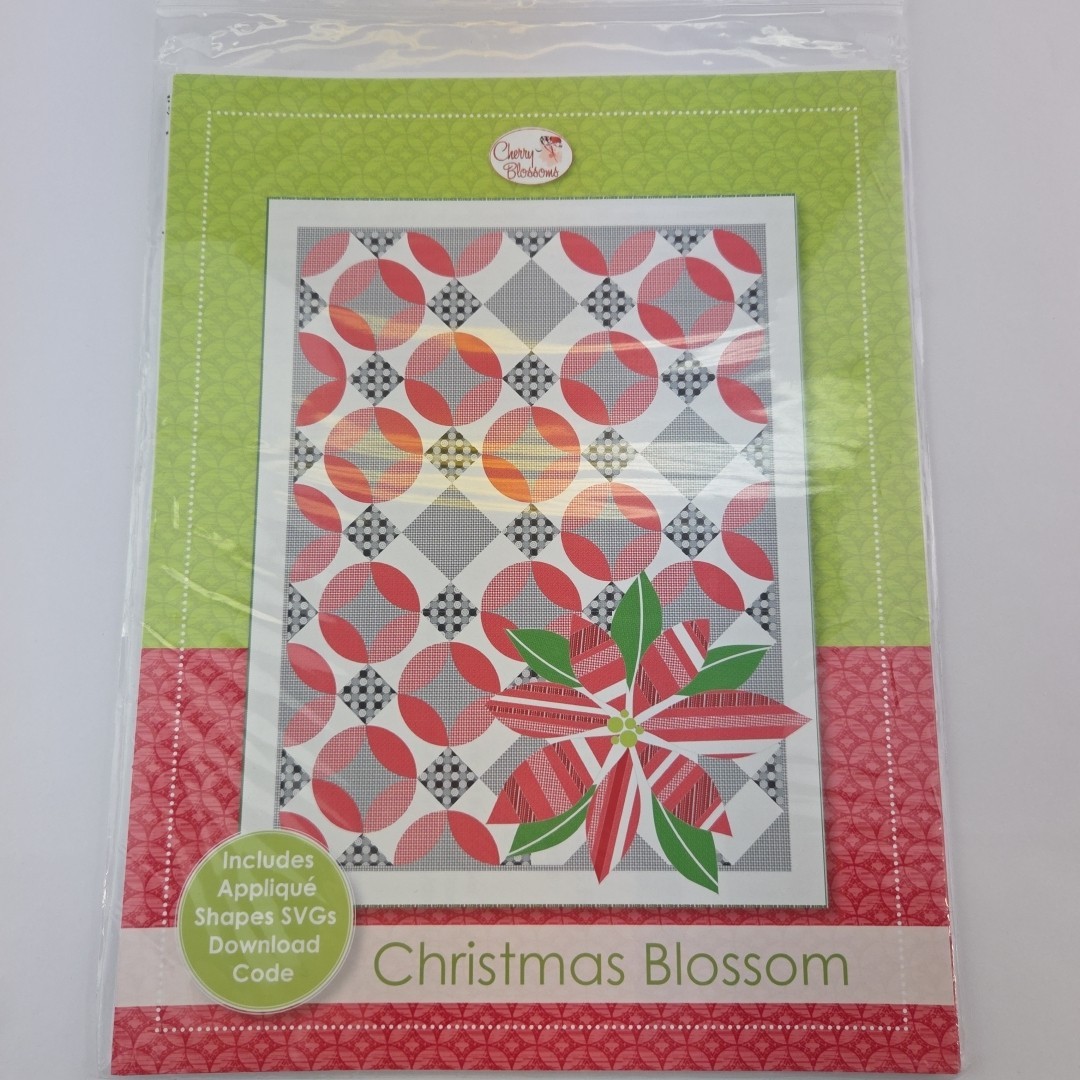 Cherry Blossoms Christmas Blossom Quilt Pattern Pieced Applique 55x71" Bonus
