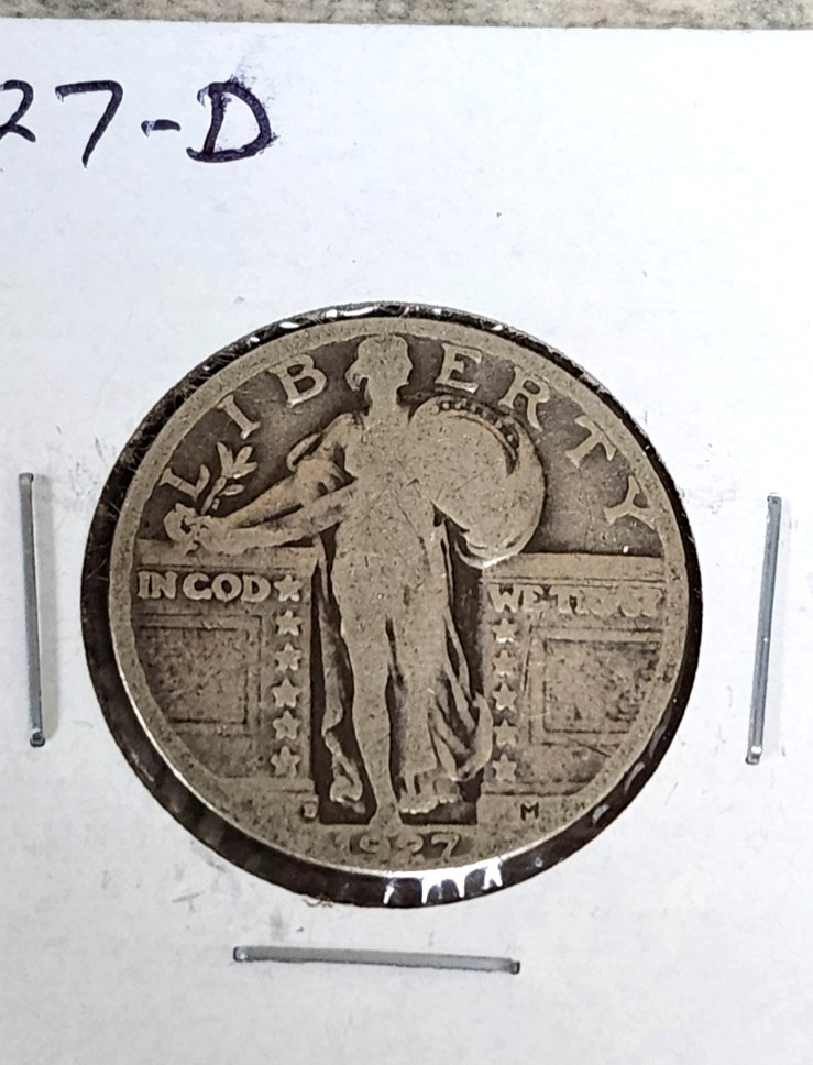 2 Coin Lot - 1927-D & S Standing Lib. Quarters - Better Dates - Decent Grade