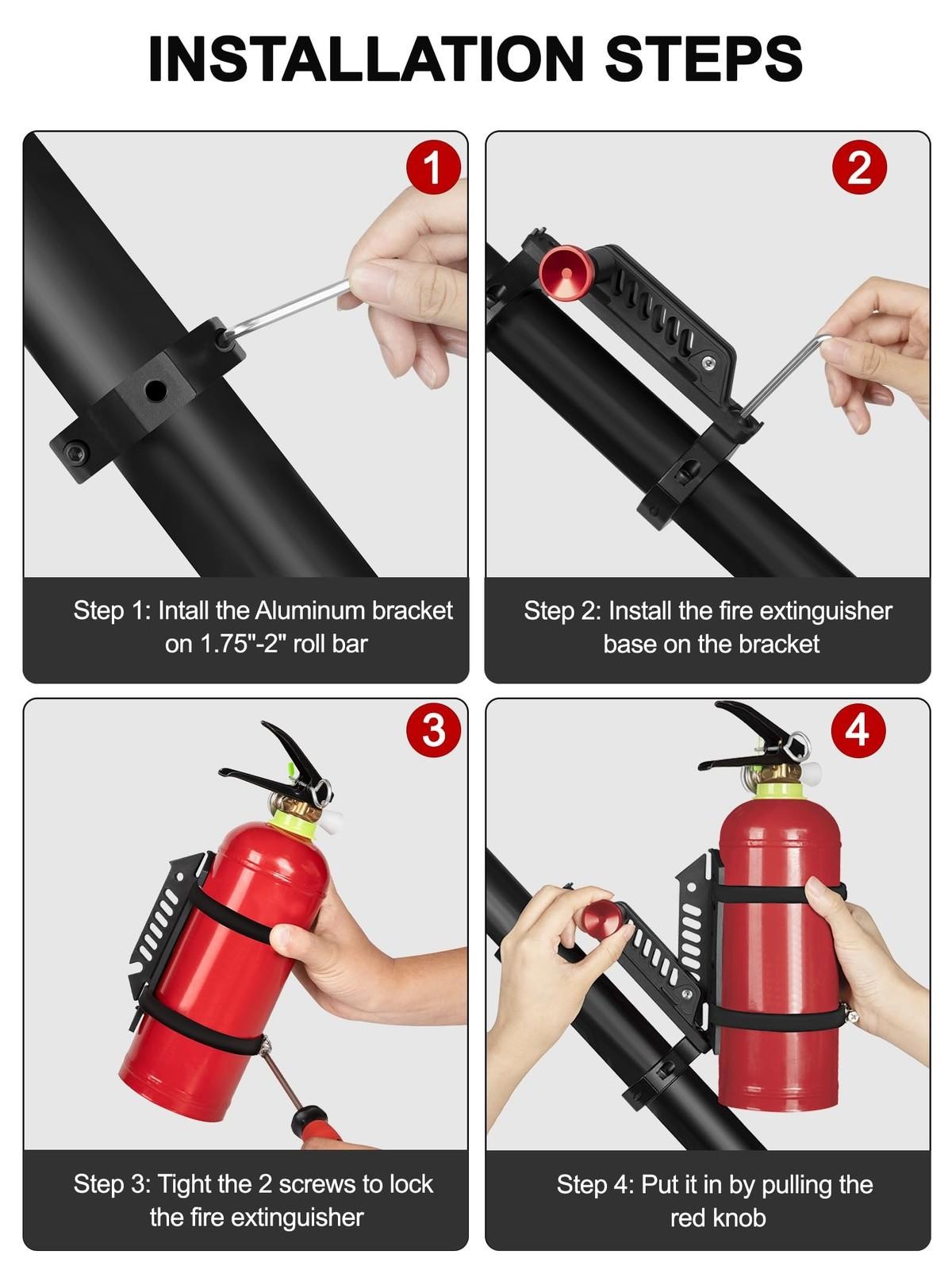 Quick Release Utv Fire Extinguisher Mount Kits, Adjustable Roll Bar Fire