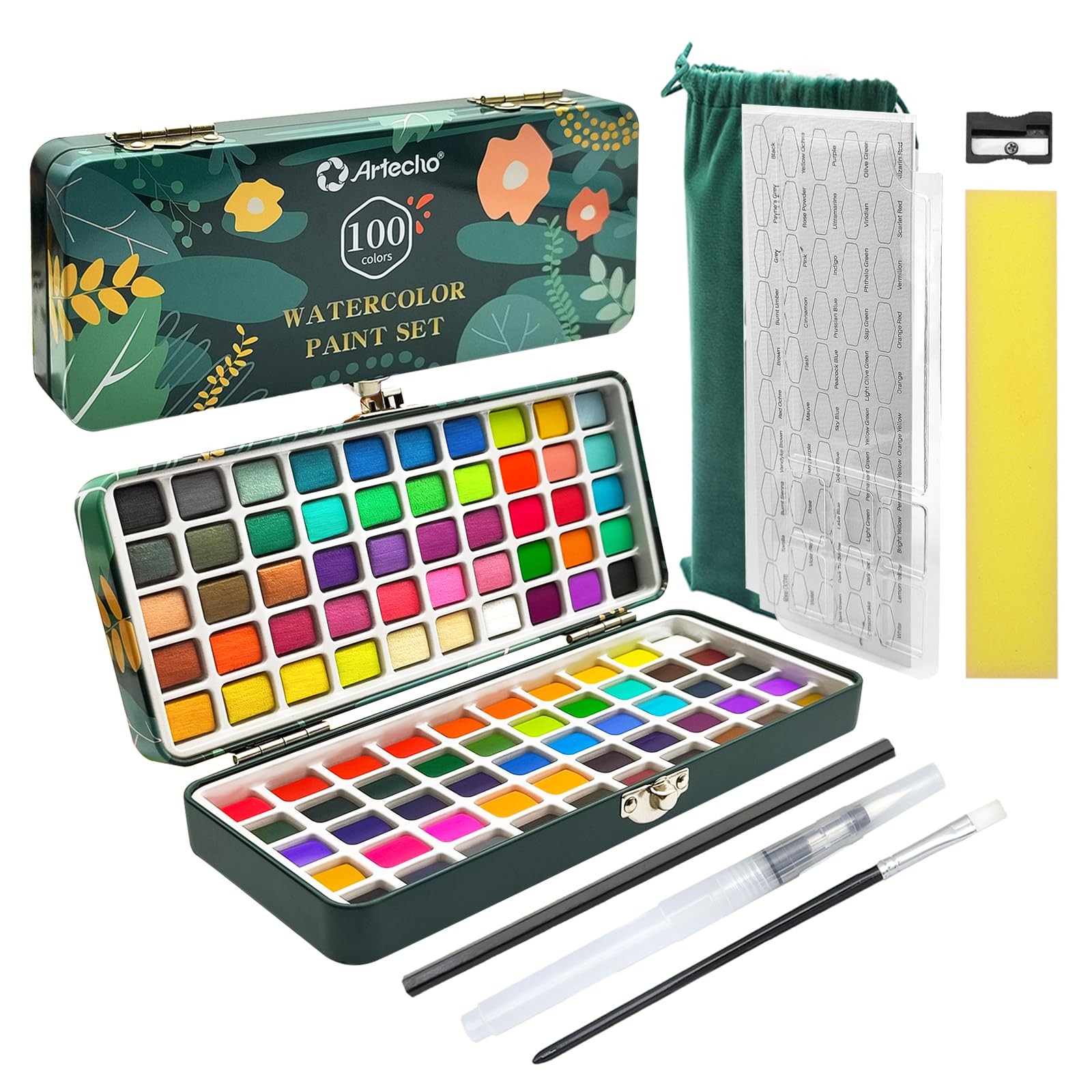 Artecho Watercolor Paint Set 100 Colors 100 Count (Pack of 1), 100