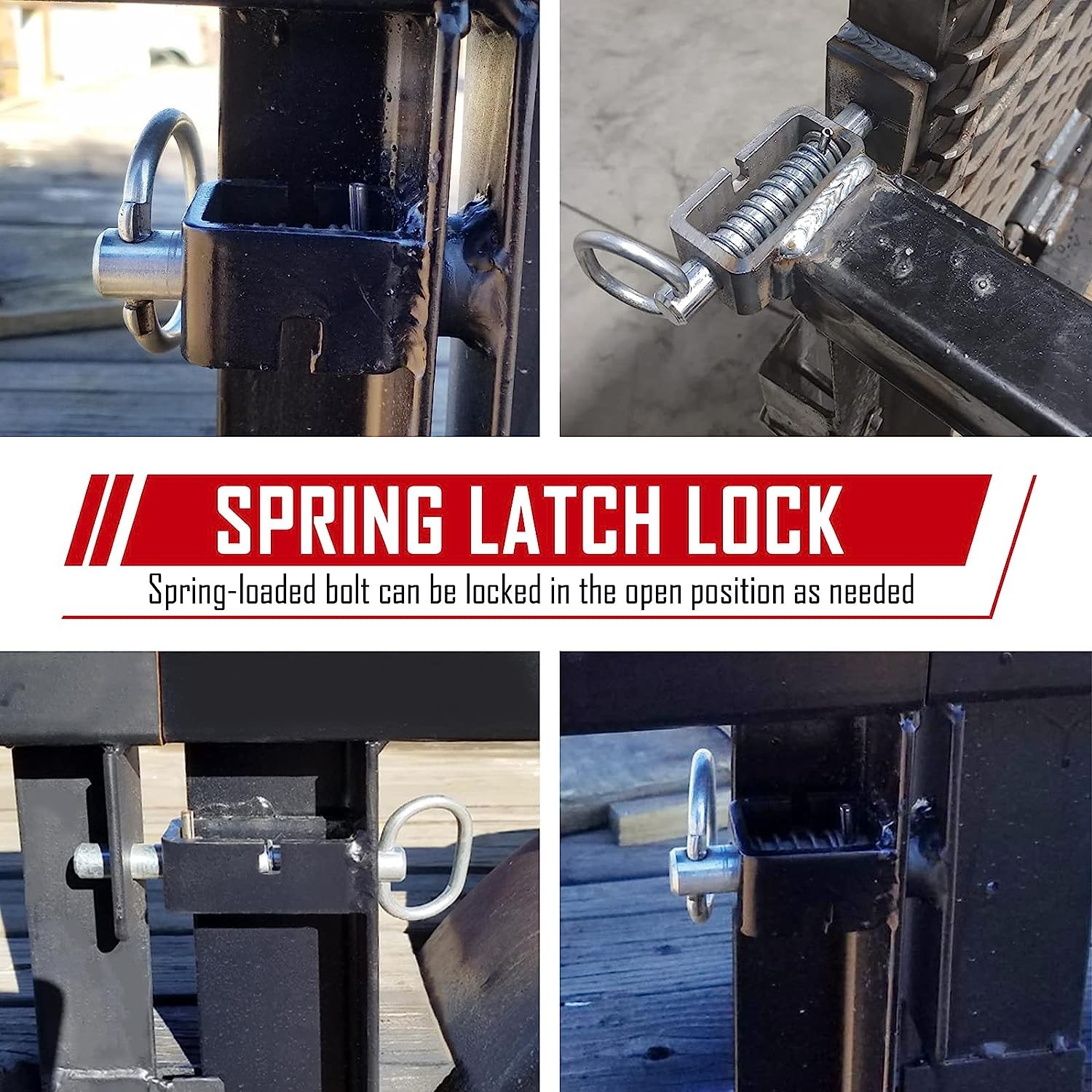 2PCS Weld-On Spring Pin Latch Lock Assembly for Utility Trailer Tail Gate Loaded