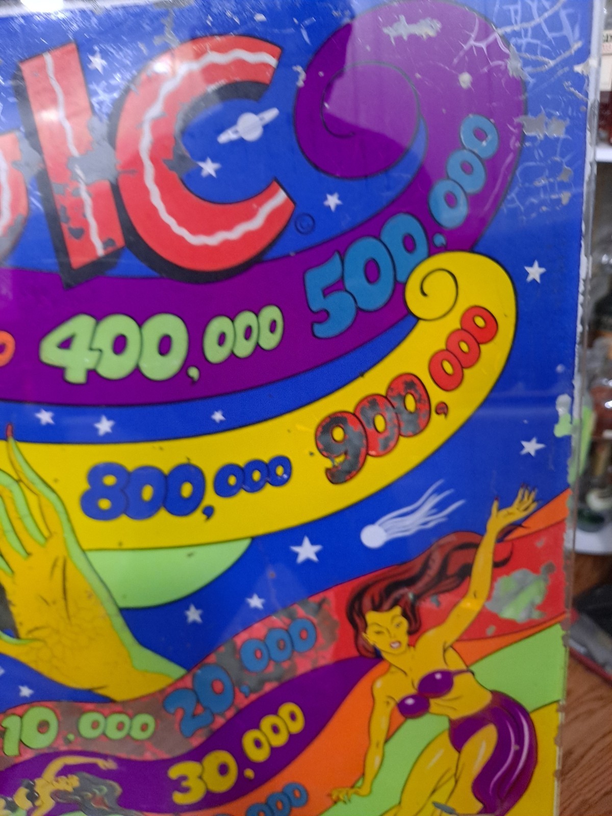 The Exhibit Supply Co. MAGIC, Original Pinball Machine BACK GLASS, 1940