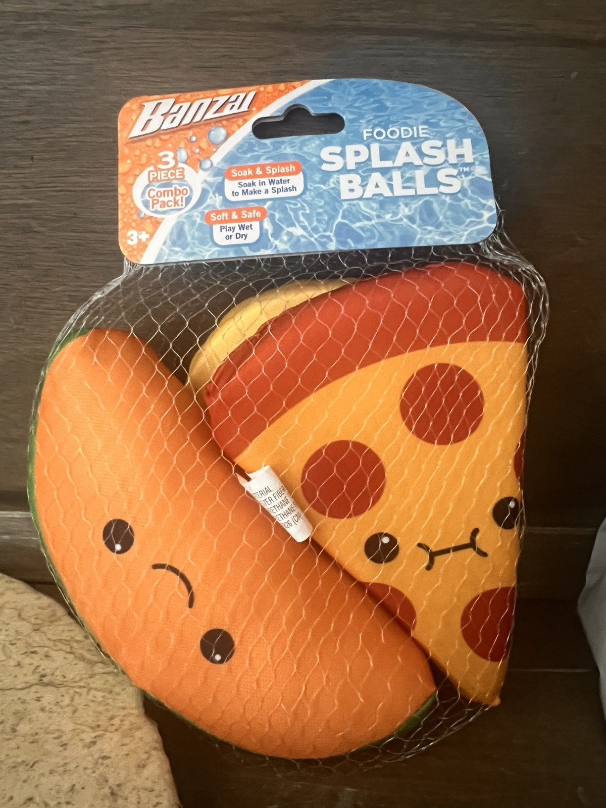 3 PC FOODIE SPLASH BALLS PIZZA TACO AND FRIES BANZA BRAND WET OR DRY