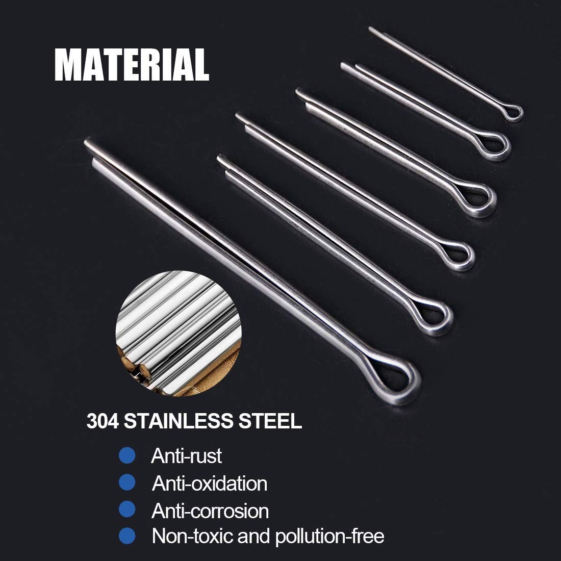 340-Piece Stainless Steel Cotter Pin Assortment Kit - 6 Sizes for Versatile Use