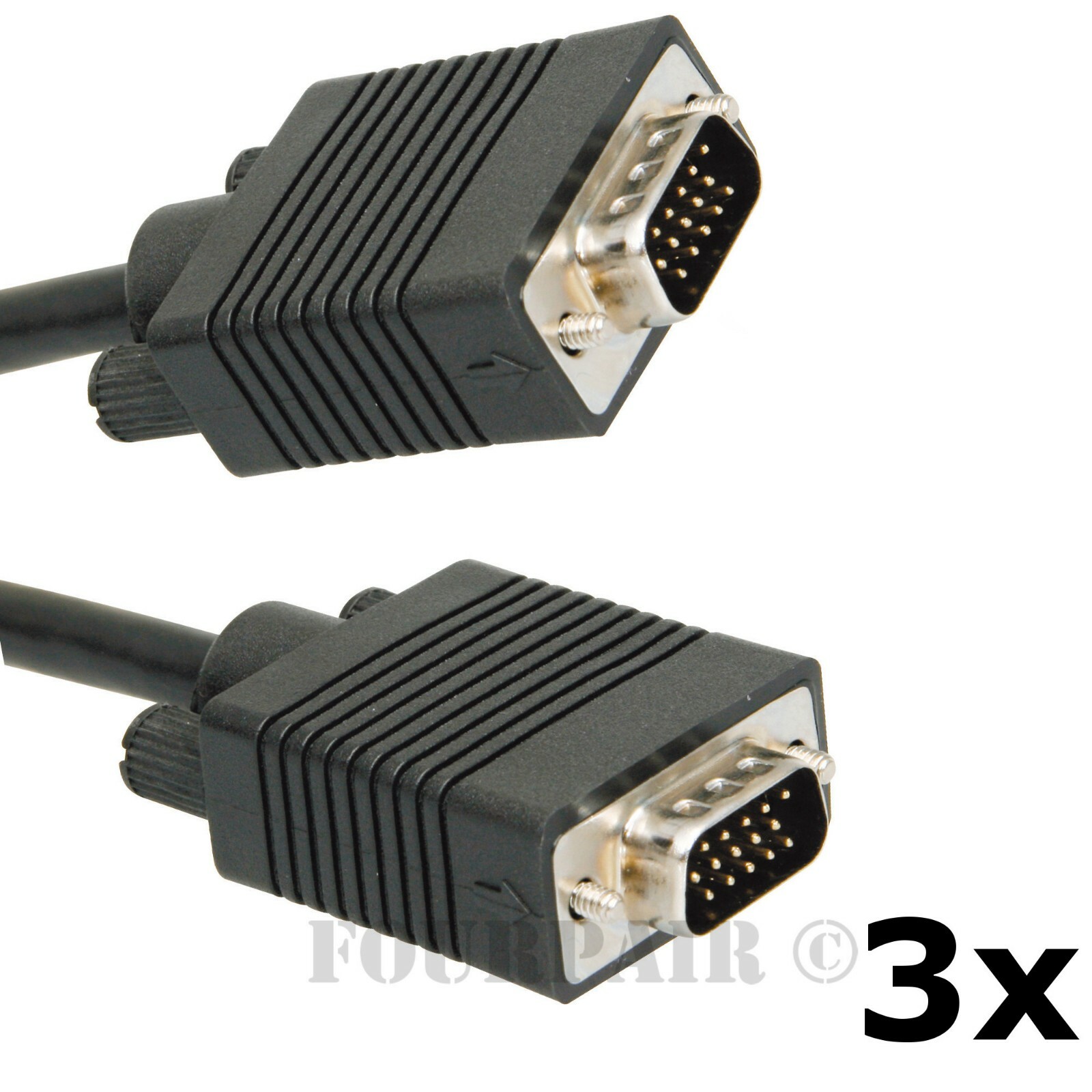 3 Pack Heavy Duty 3ft VGA SVGA Video Cable Cord Male to Male PC Laptop Monitor