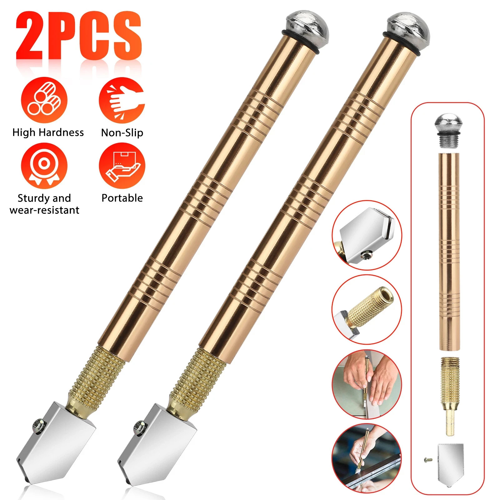 1-2Pcs Professional Glass Cutter Metal Carbide Precision Anti-Skid Cutting Tools