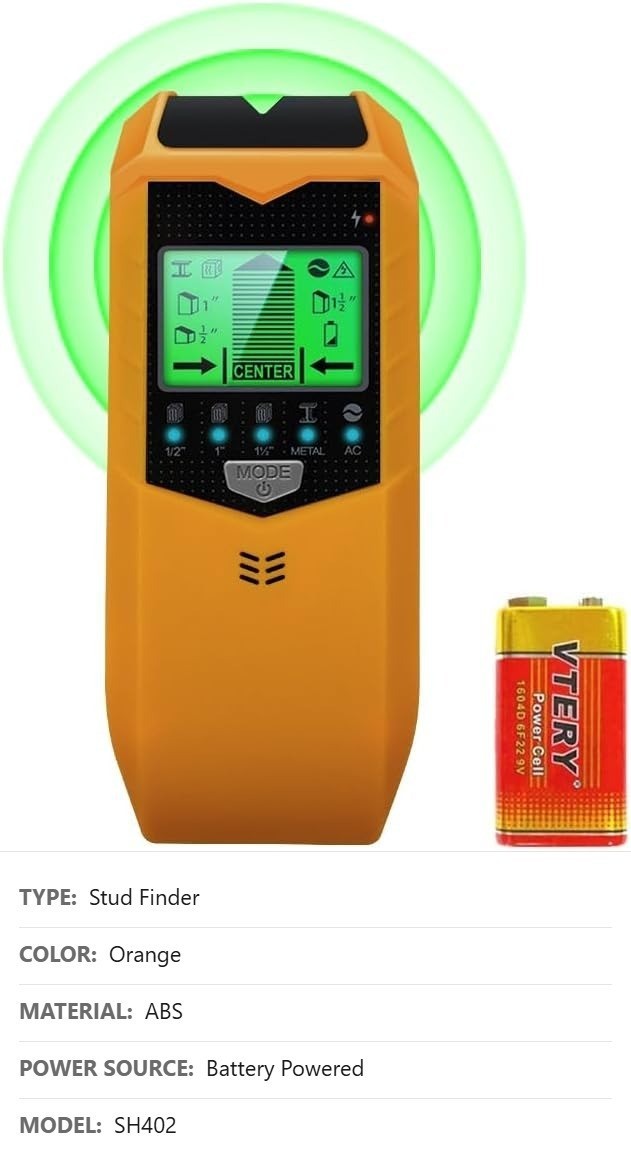 Stud Finder Wall Scanner, 5-in-1, Live Wire Detection, HD LCD Display