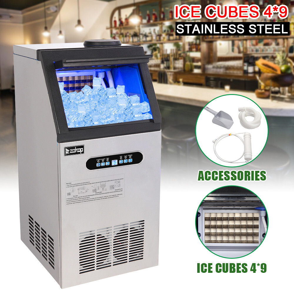 110lbs/24h Commercial Built-in Ice Maker Machine Display Ice Cube Machine 110V