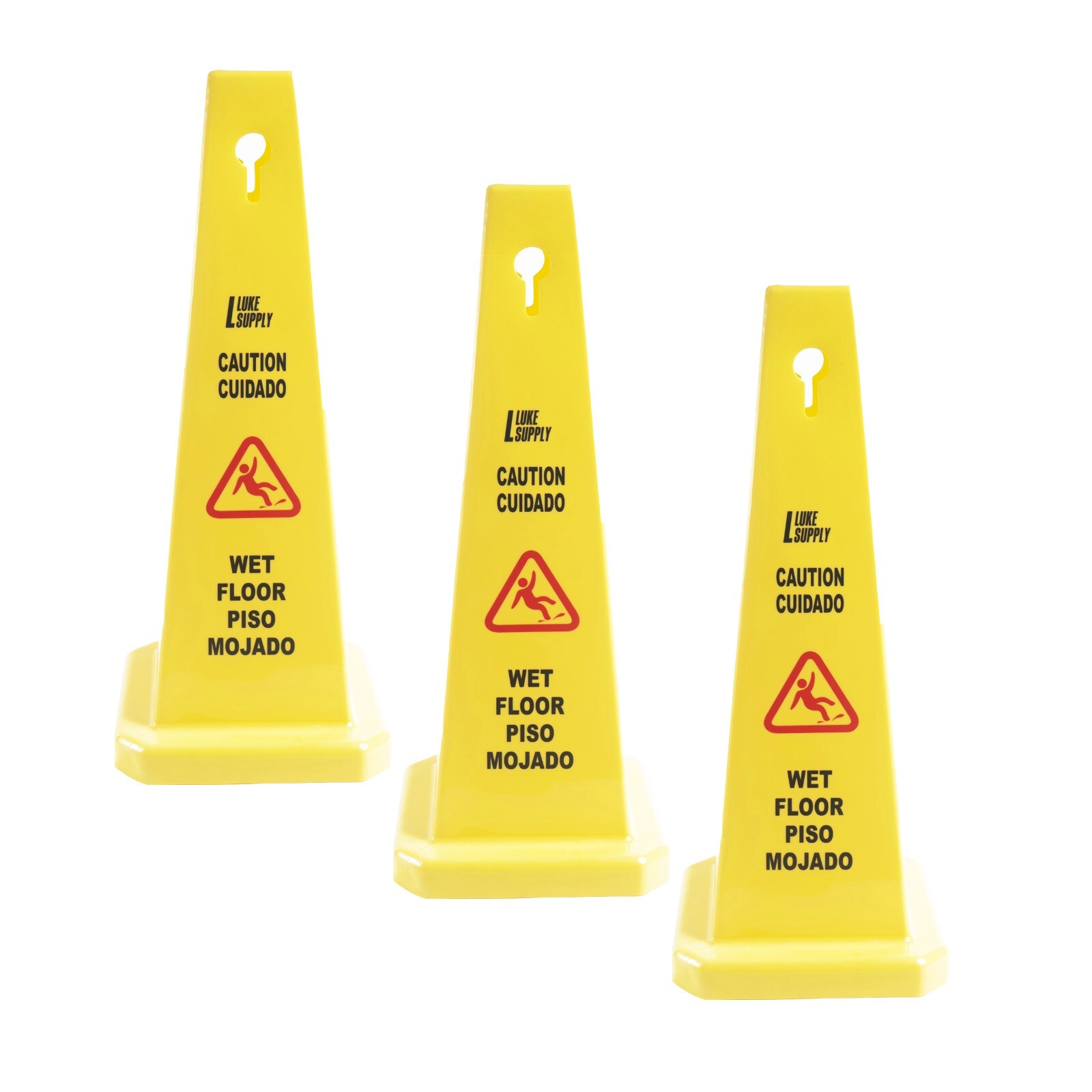 Floor Safety Cone Yellow Caution Wet Floor Sign 4 Sided Wet Cone Sign Heavy Duty