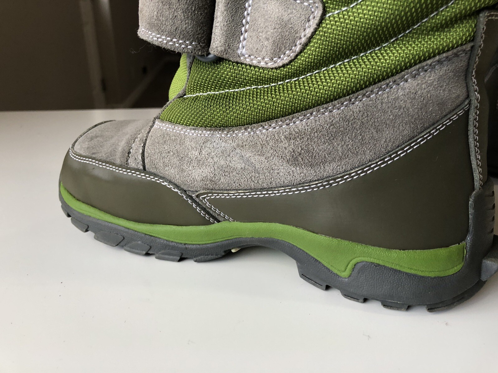 Lands End YOUTH 4 Winter Snow Boot Insulated Rubber Sole 326957 Green Suede