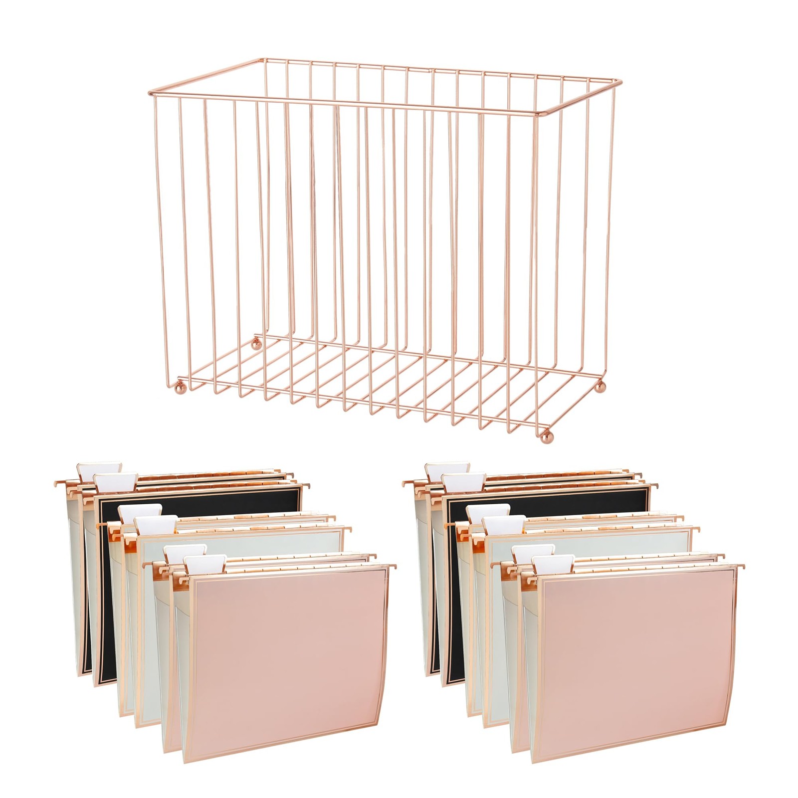 1 Pack Rose Gold Desktop Hanging File Organizer | 12 Pack Rose Gold Pocket Ha...