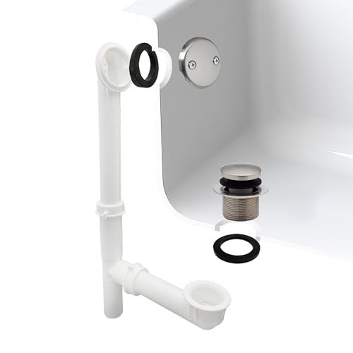 Westbrass A593244-07 14" x 1-1/2" White Tubular Bathtub 1 Pack, Satin Nickel
