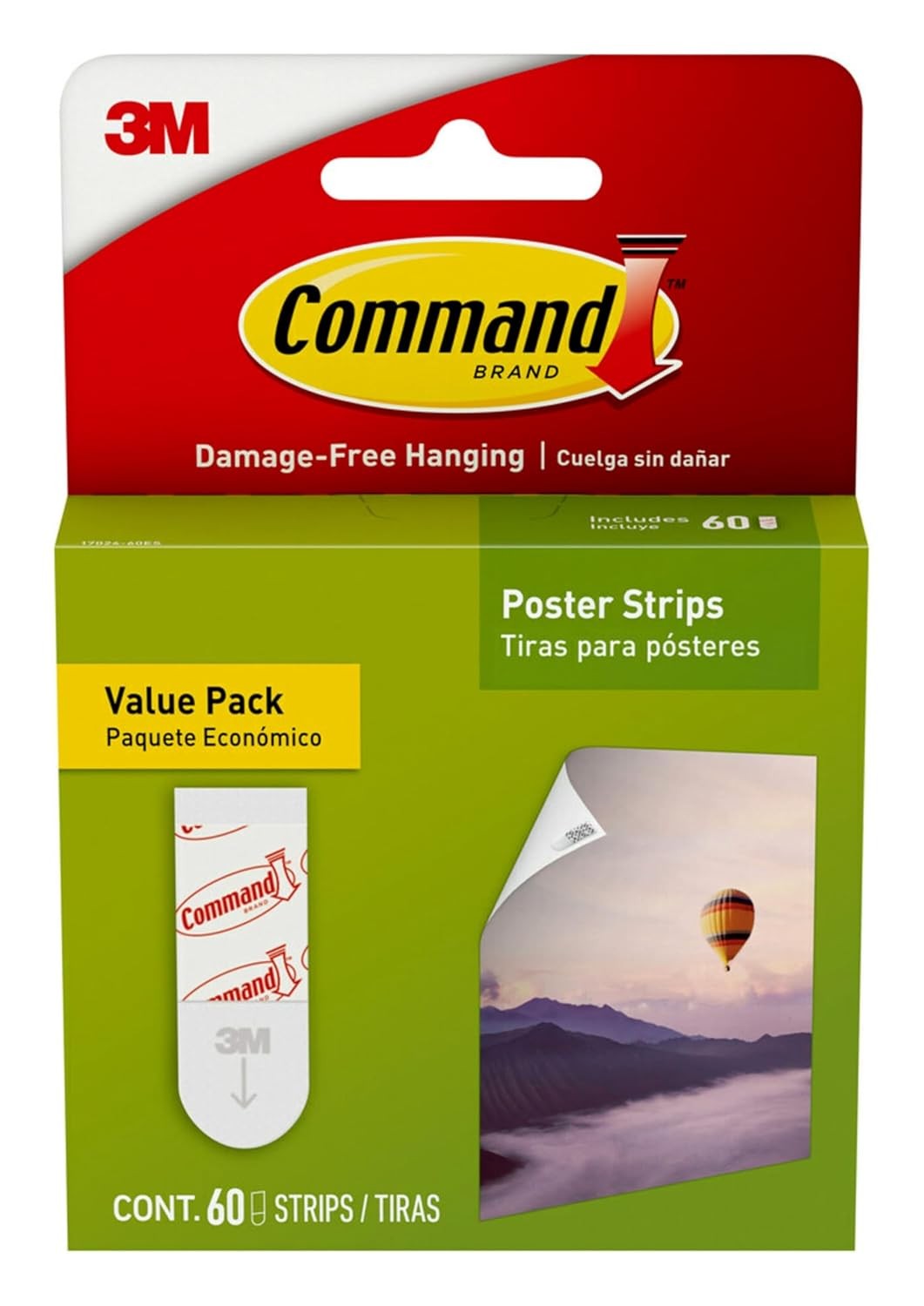 Poster Strips Value Pack 60 Strips Damage-Free Hanging Poster Hangers No Tools