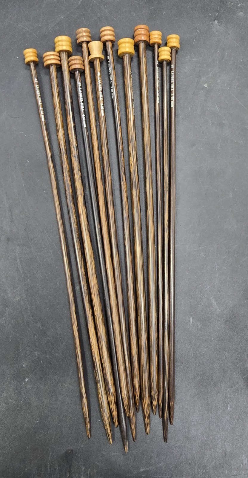 Lot Of 6 Sets Of Laurel Hill Round Wood Knitting Sticks Needles Sz 4,5,7,8,9,10