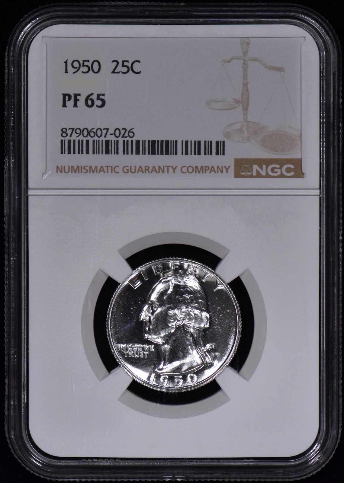 1950 Proof Washington Quarter 25c NGC PF65 (PR65) White / Spotless!