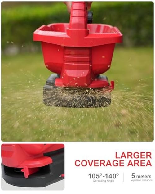 Cordless Handheld Seed Spreader Compatible with Milwaukee 18V Battery Red