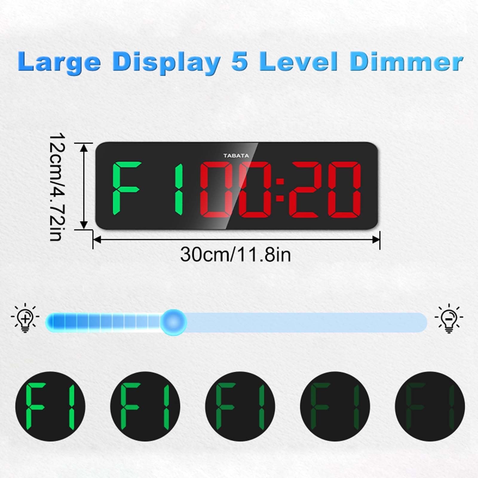 Gym Clock Timer for Tabata, FGB & EMOM, Large LED Workout Clock with Remote C...