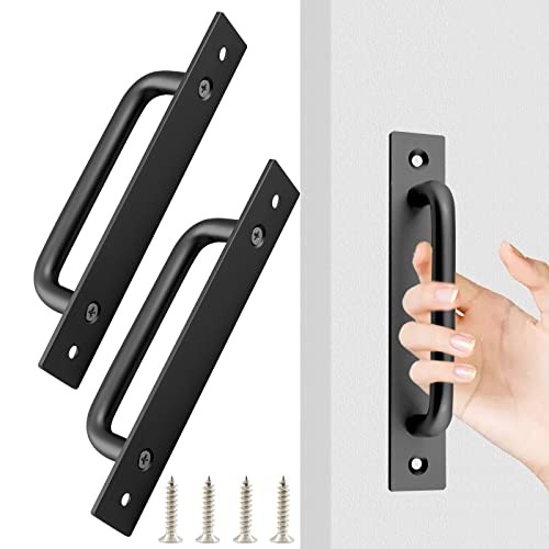 Zorfeter 5.8 Inch Sliding Barn Door Handle, Silver, 2 Pcs | Screw Install Black