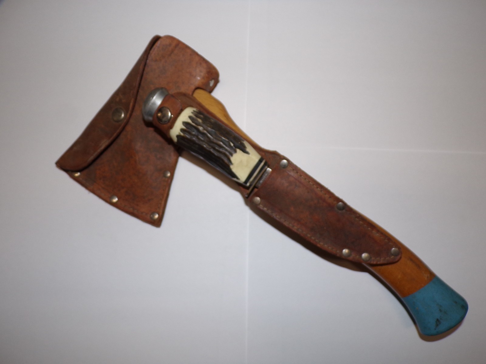 Rare Beautiful Vtg Pic Hatchet/Knife Combo w/ Orig. Sheath - Solinger Germany