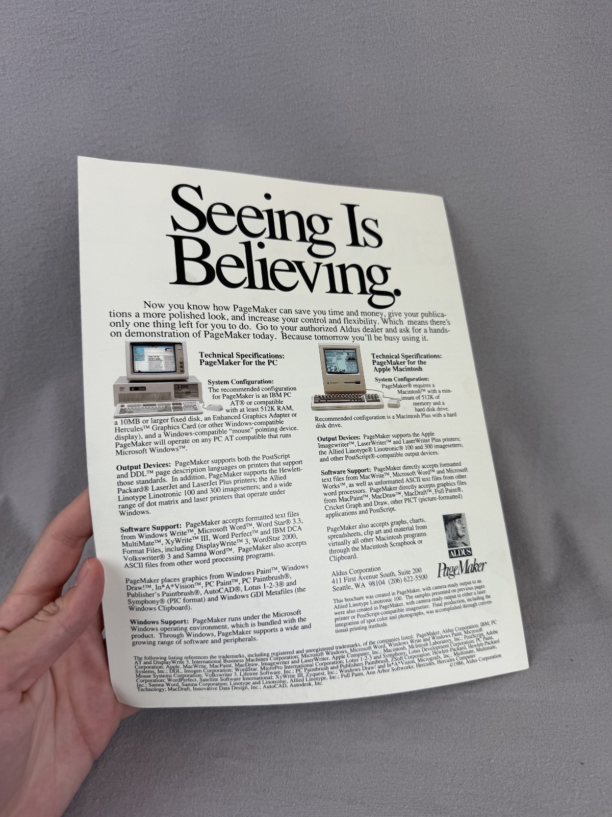 Vtg 1986 PageMaker Desktop Publishing Defined Manual Promotion Software 80s IBM
