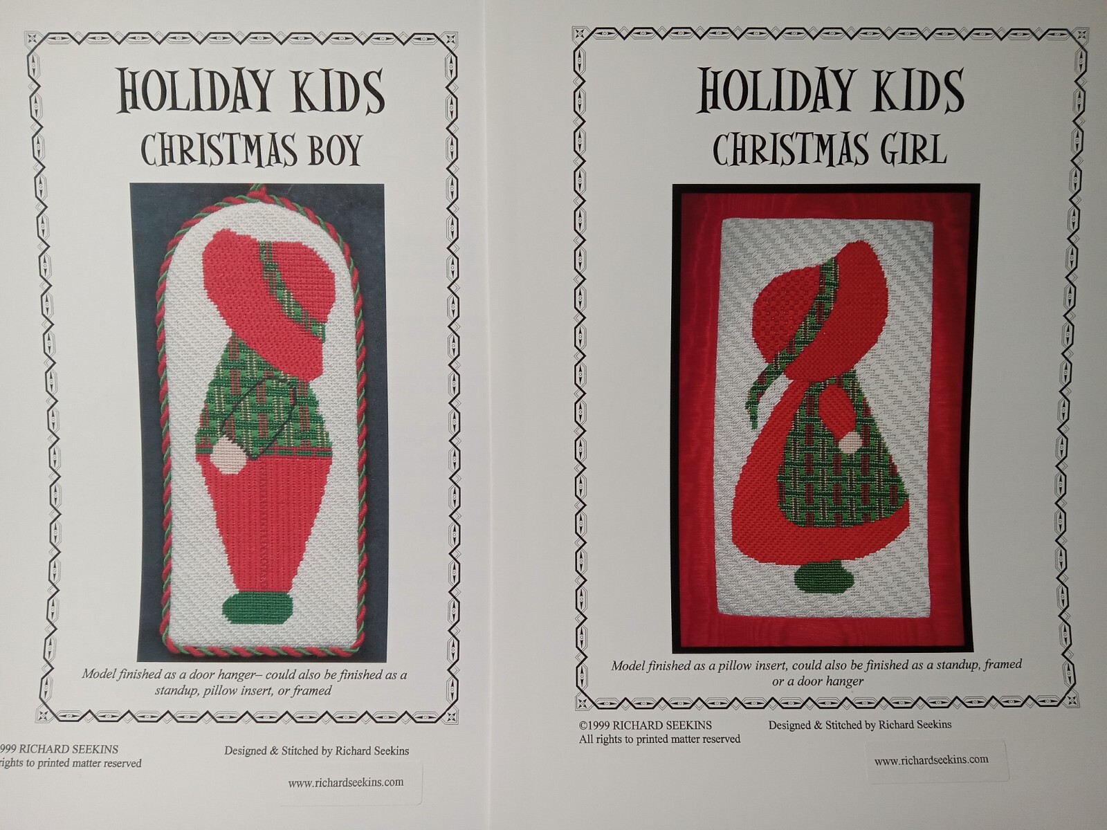 Needlepoint Pattern/Instructions And Canvas Christmas Boy And Girl