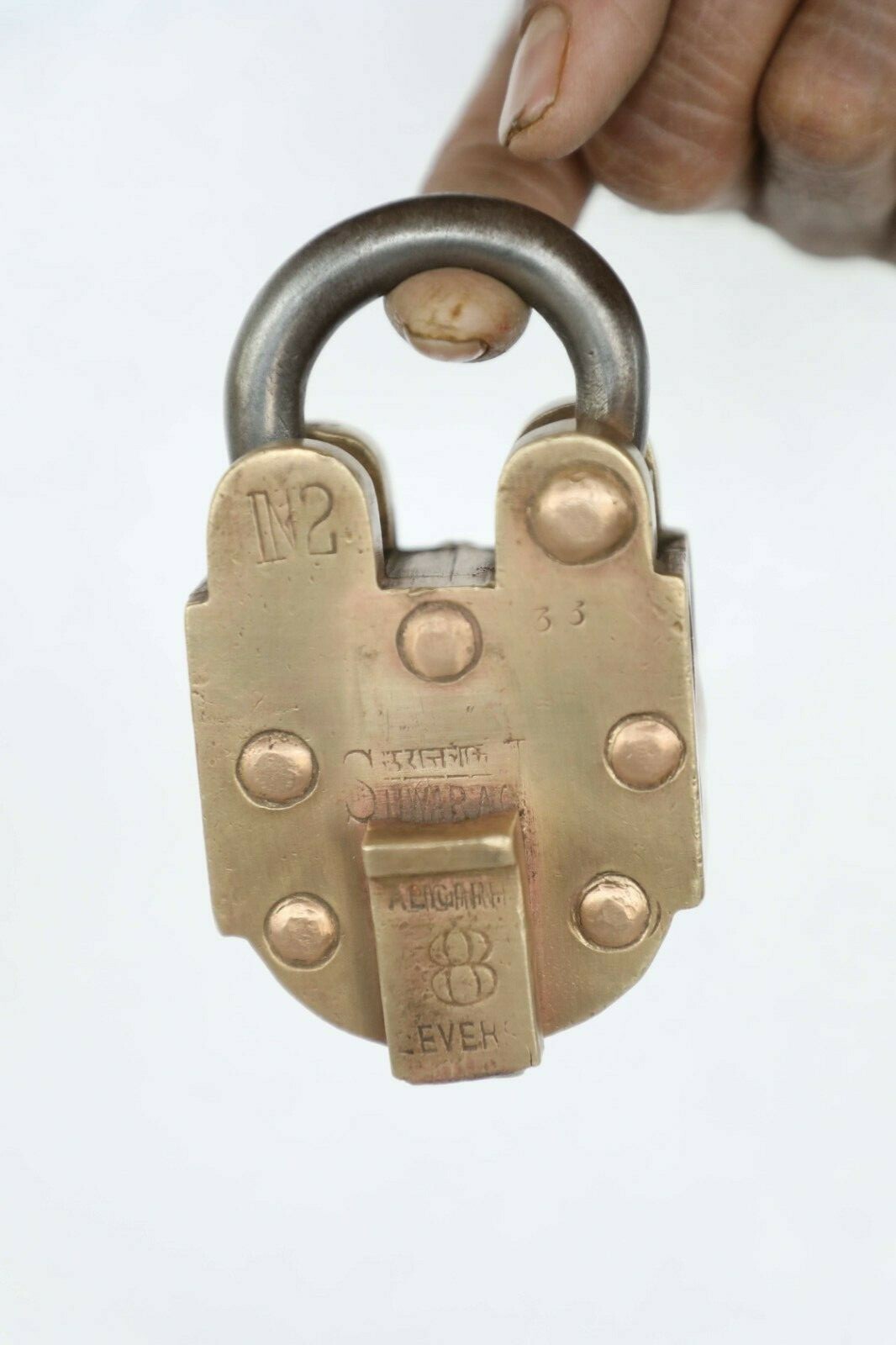 VintageBrass & Copper Handcrafted Push Button Solid Heavy Tricky/Puzzle Padlock