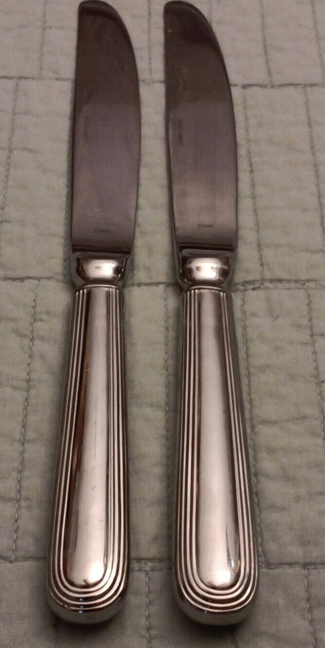 Lot Of 2 Lands End Stainless Multi Outline "F" Monogram Dinner Knife Flatware