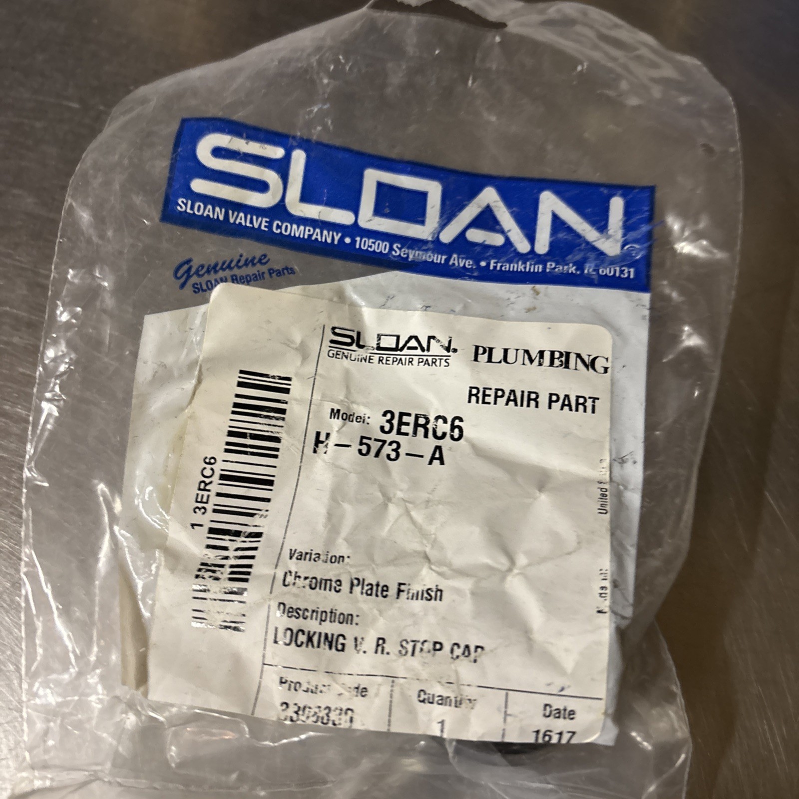 Sloan H-573-A Locking Vandal Resistant Stop Cap FNFP