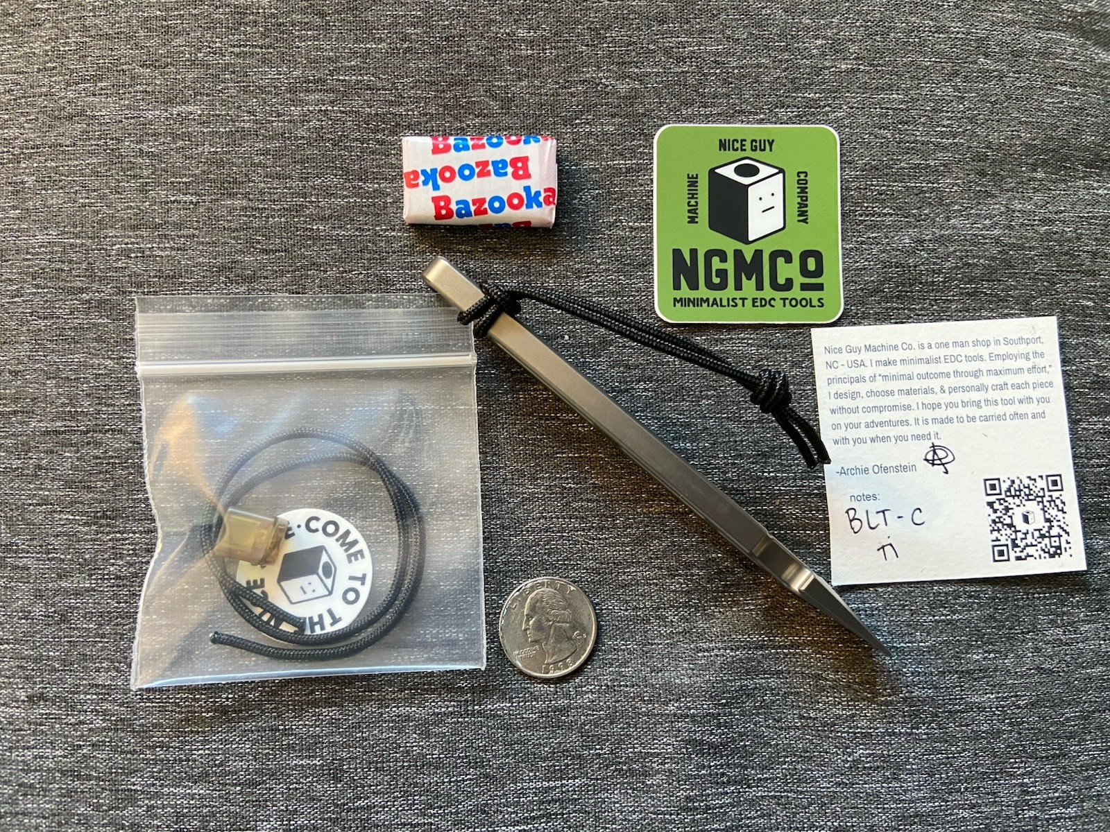 Nice Guy Machine Company NGMCo Barkeep’s Liberation Tool+CLIP W/Ultem Mini Bead