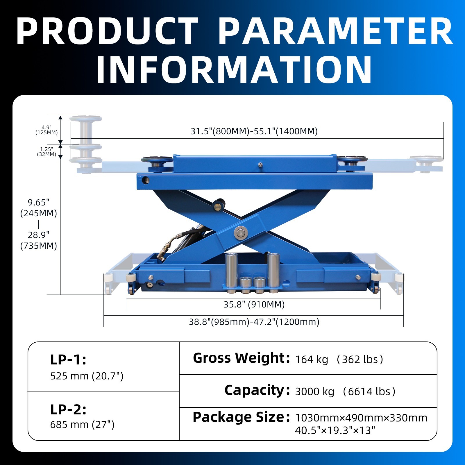 7000 LBS Rolling Jack Sliding Jack for 4 Post Car Lift