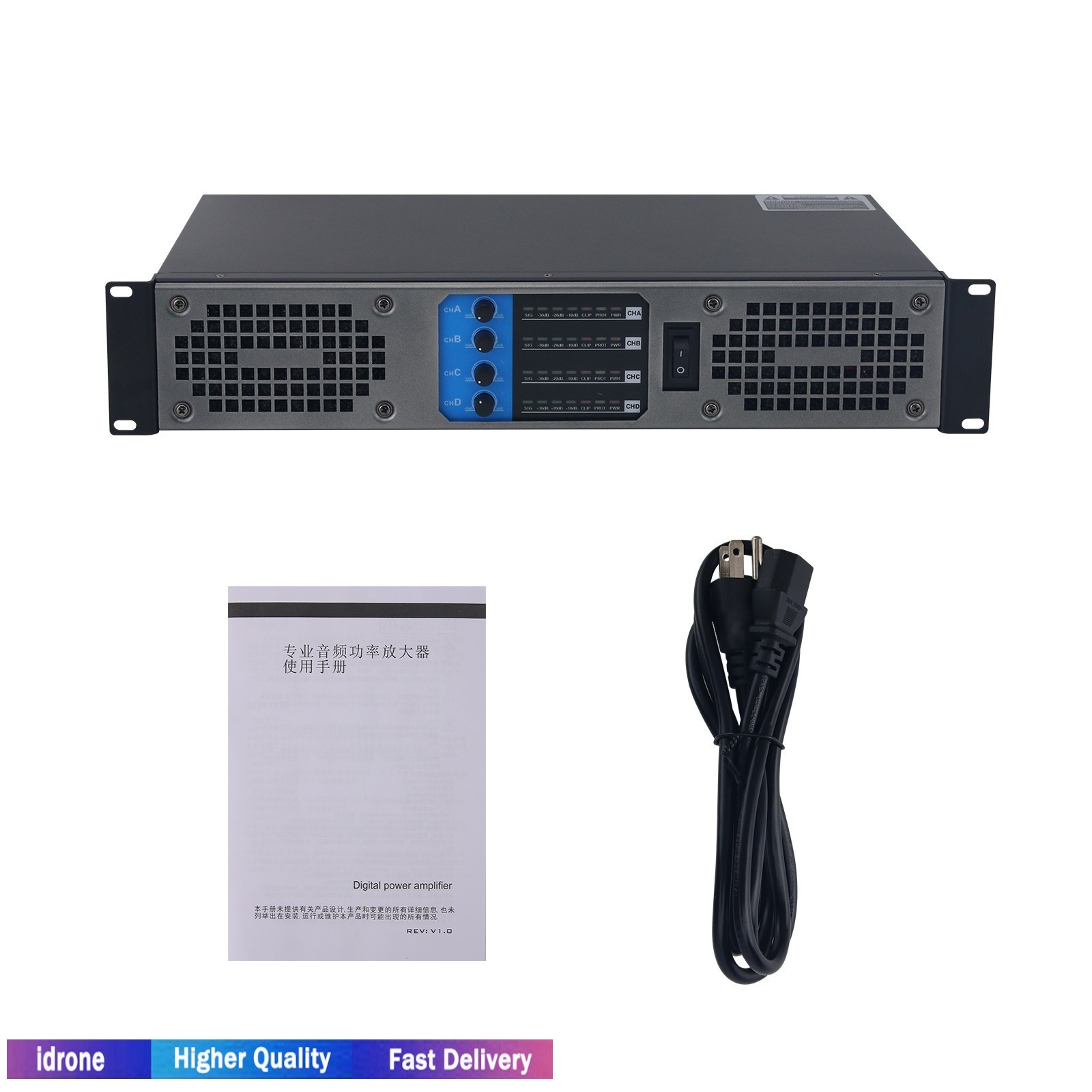 1000Wx4 Professional Rear Stage Power Amplifier Stage High Power Performance KTV